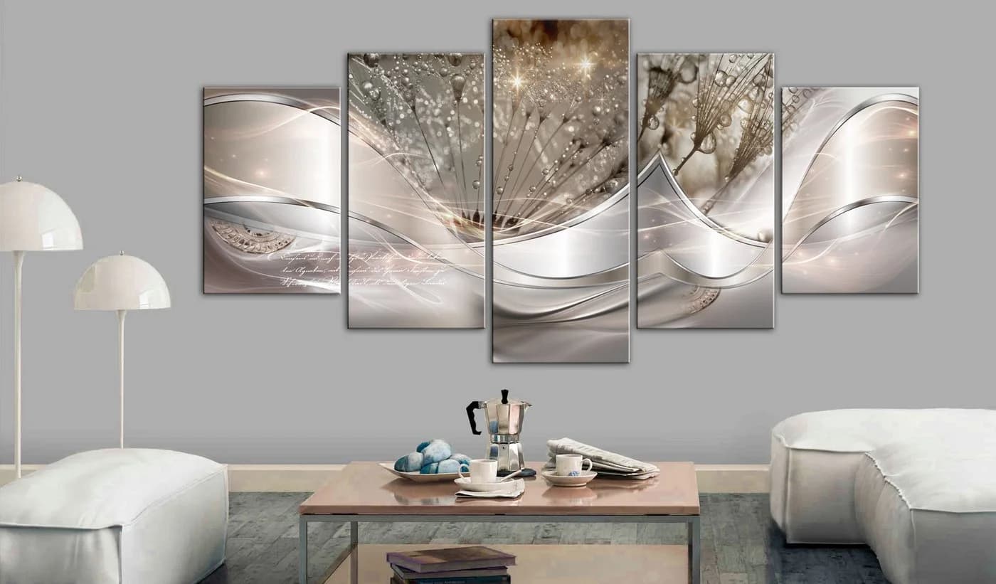 Artgeist Wandbild Sparkling Dandelions 5-teilig Beige