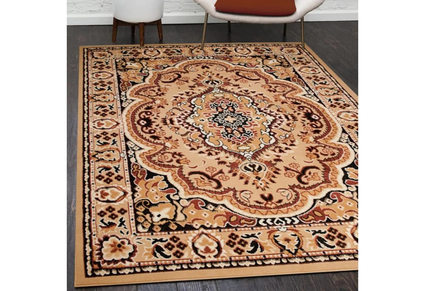 Mazovia Orientalisch Vintage Teppich Kurzflor Beige