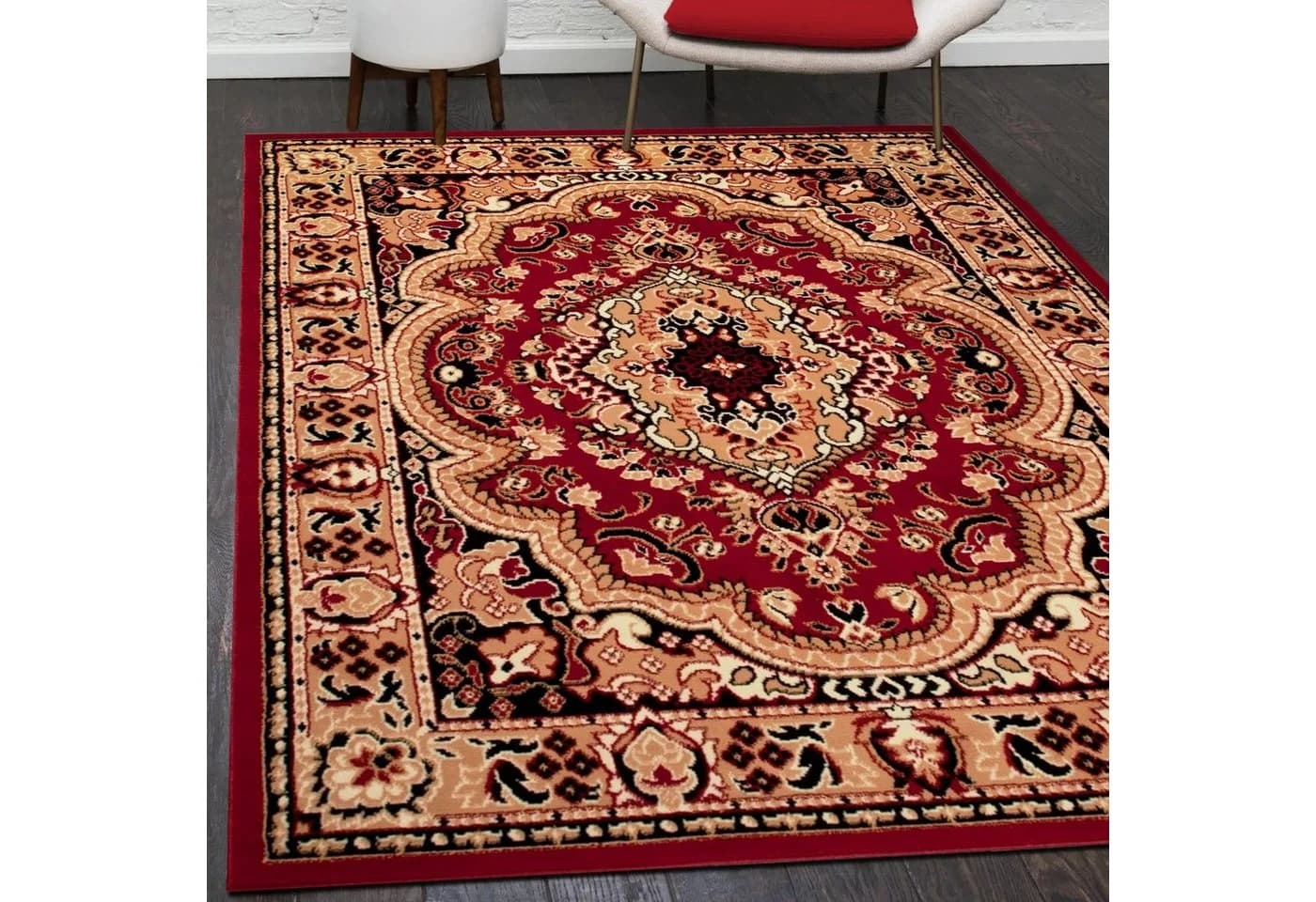 Mazovia Orientteppich Orientalisch Vintage Kurzflor Wohnzimmerteppich Rot