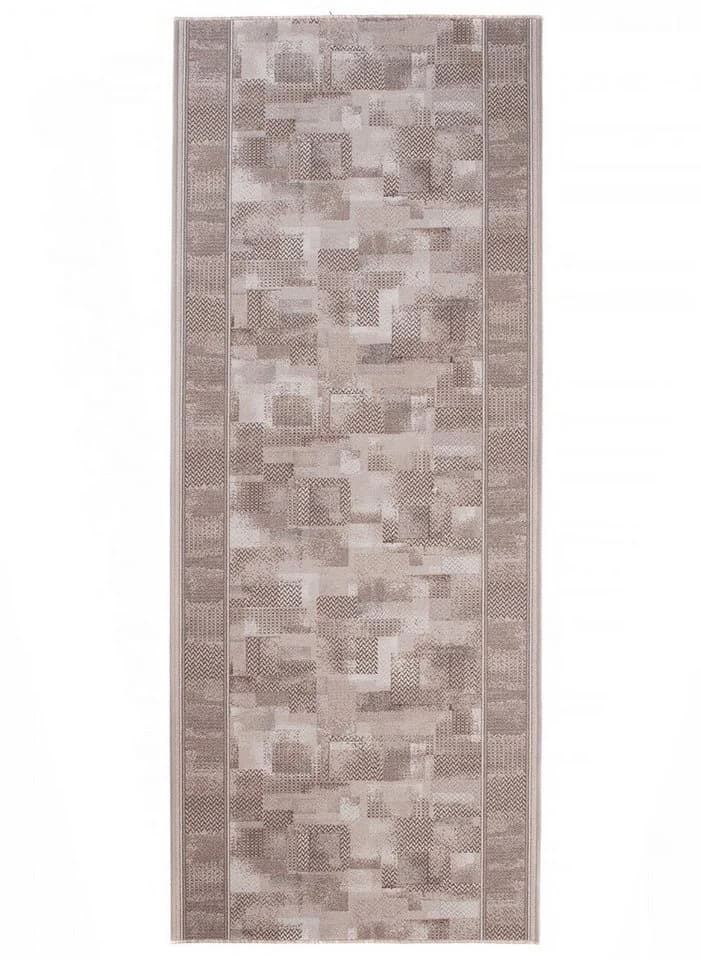 Tapiso Antirutsch-Läufer Meterware Grau Beige Nylon Kurzflor