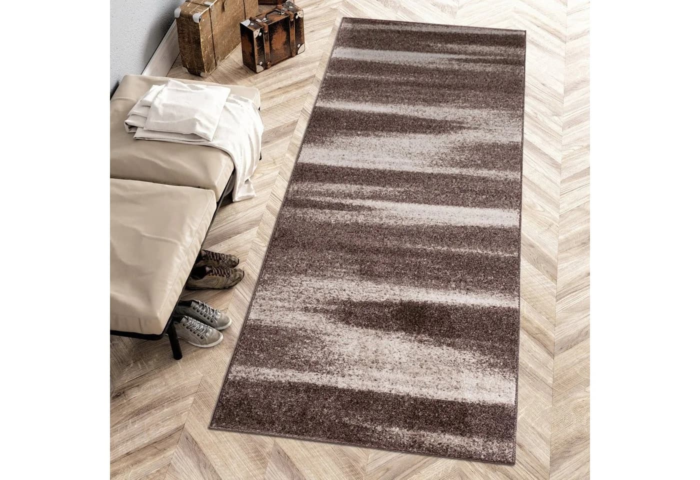 Mazovia Flurläufer Braun Kurzflor 70x100cm