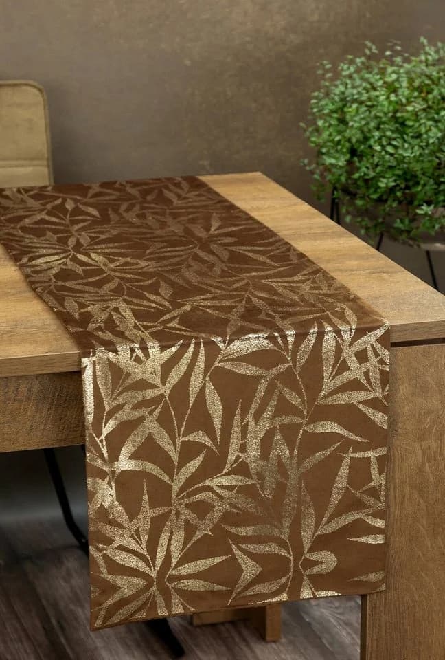 Eurofirany Tischdecke BLINK Samt Braun Elegantes Muster