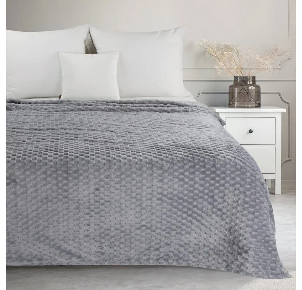 Design91 Wohndecke CINDY/6 Silber 3D-Würfelstruktur Mikrofaser