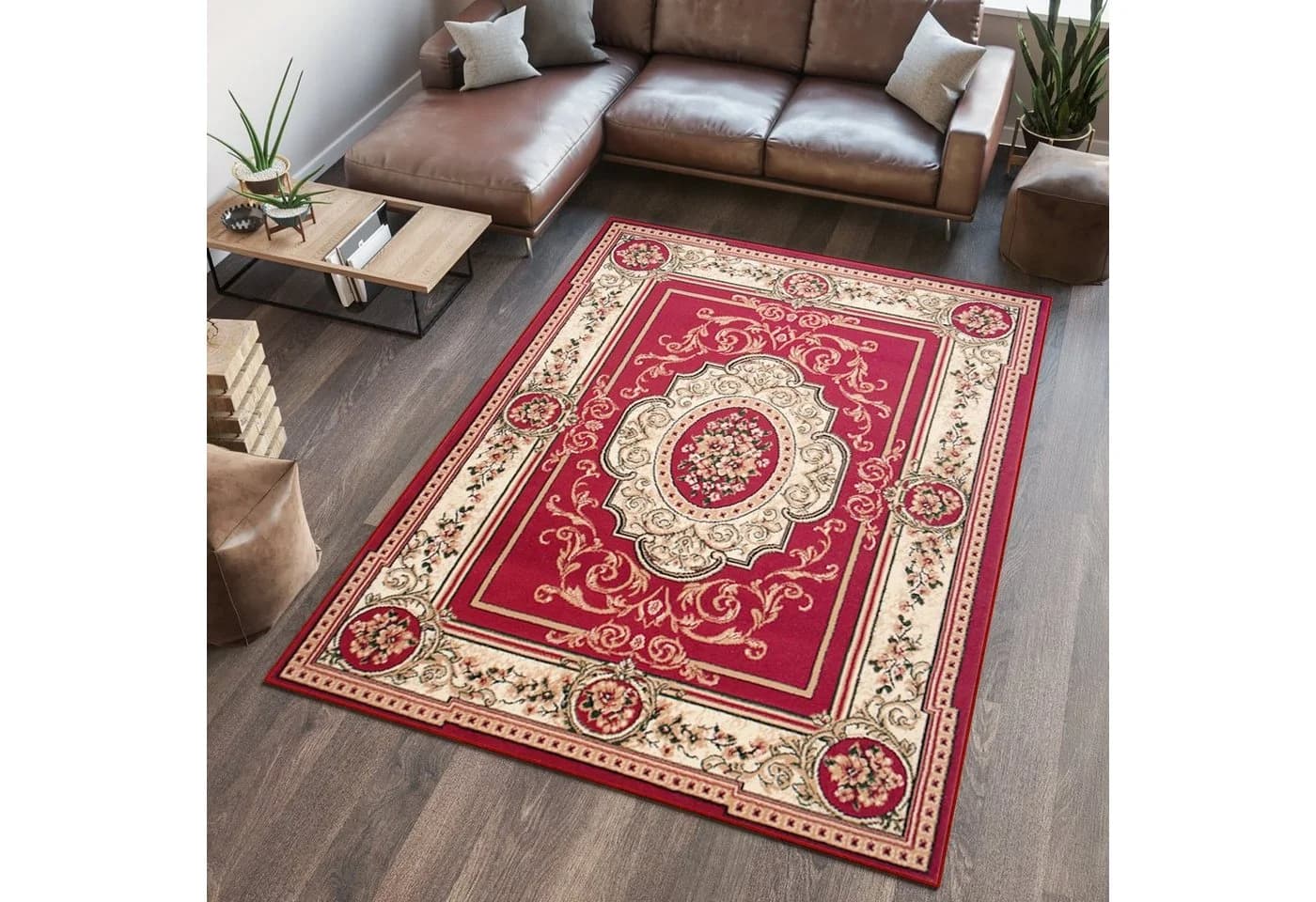 Tapiso Teppich ATLAS Rot Klassisches Design