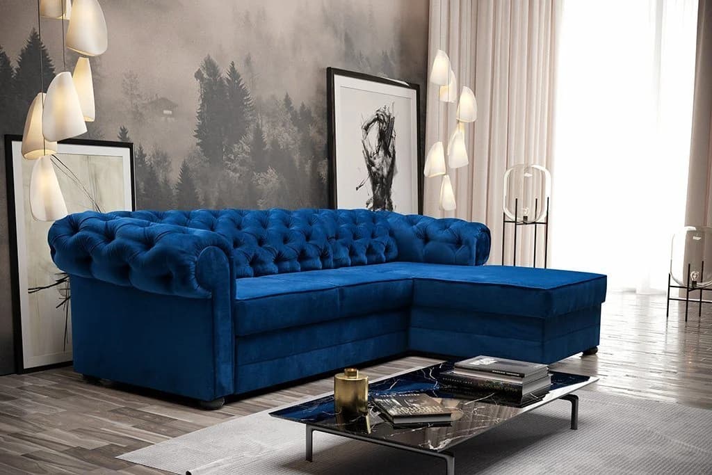 MOEBLO Ecksofa Avia Rosa mit Schlaffunktion und Bettkasten