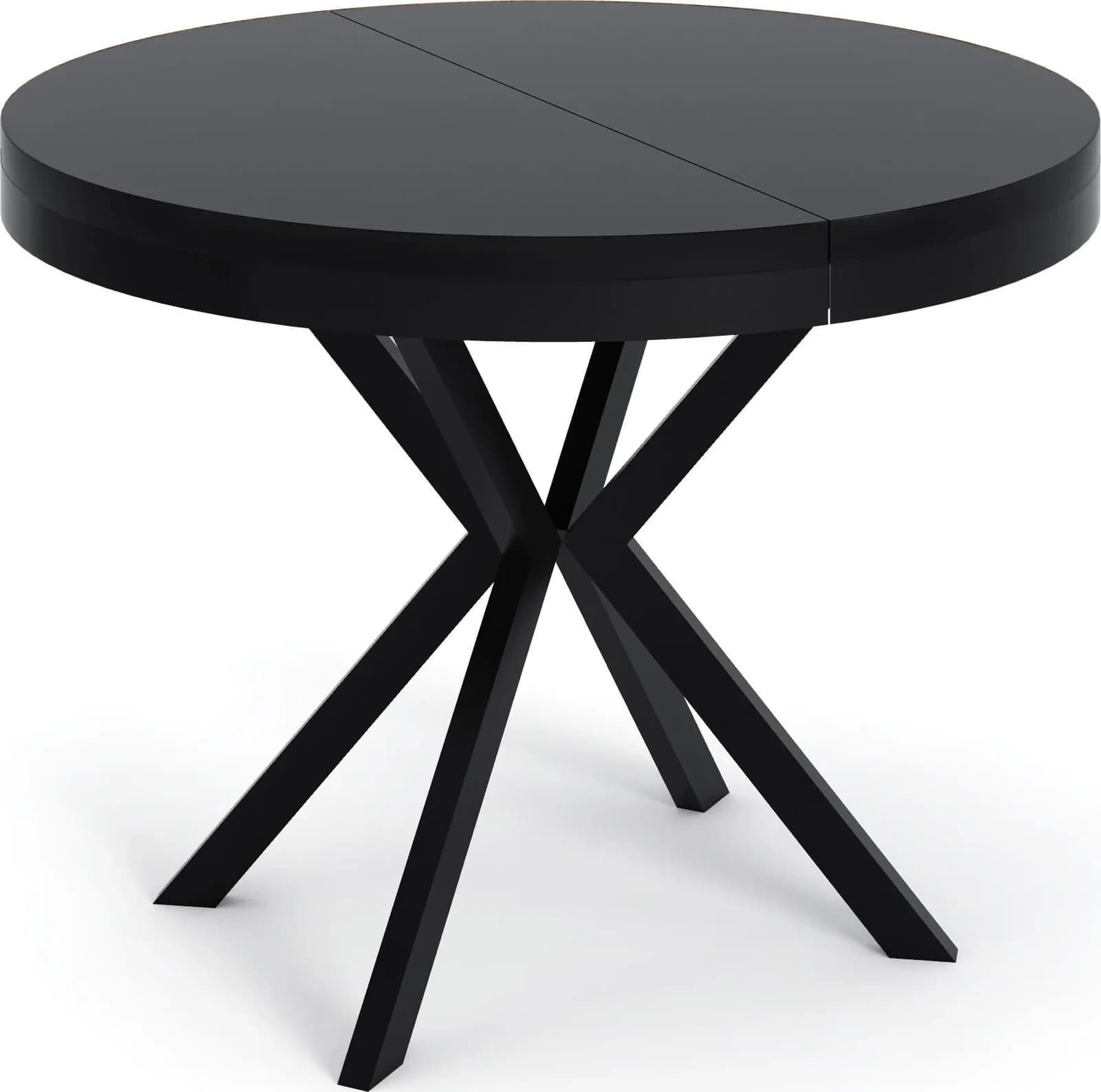 ESSTISCH Ross runder ausziehbarer Schwarz 120-200/120/76 cm