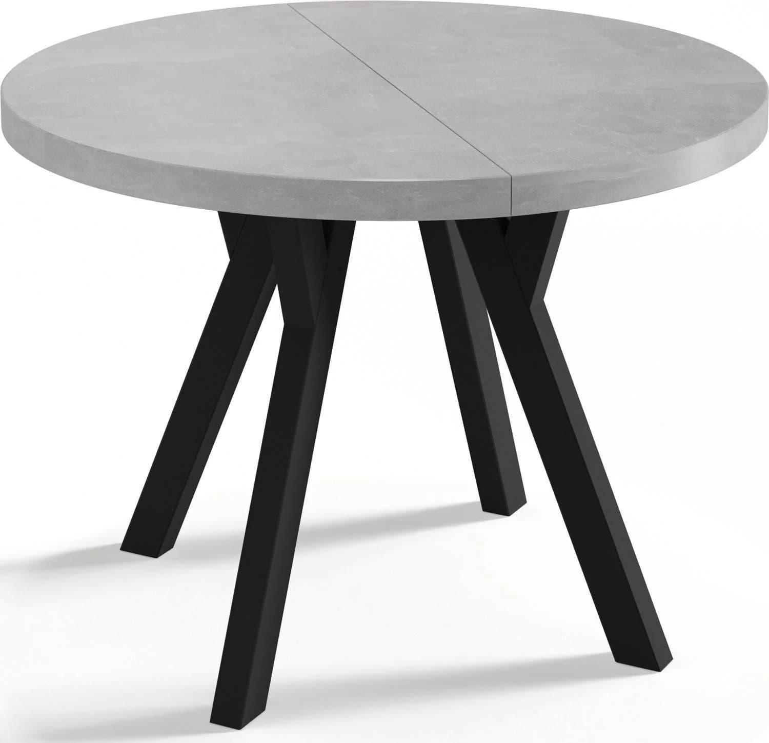ESSTISCH Twixy runder ausziehbarer, Grauer Beton