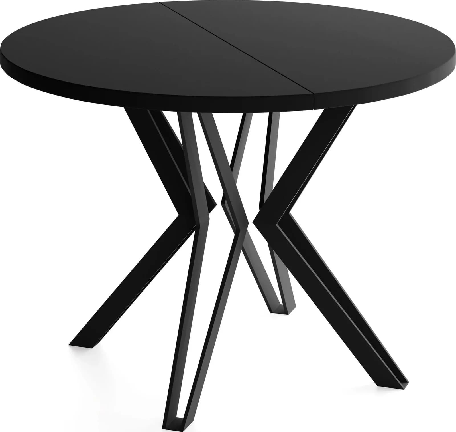 ESSTISCH Revena runder ausziehbarer Schwarz 120-200/120/76 cm
