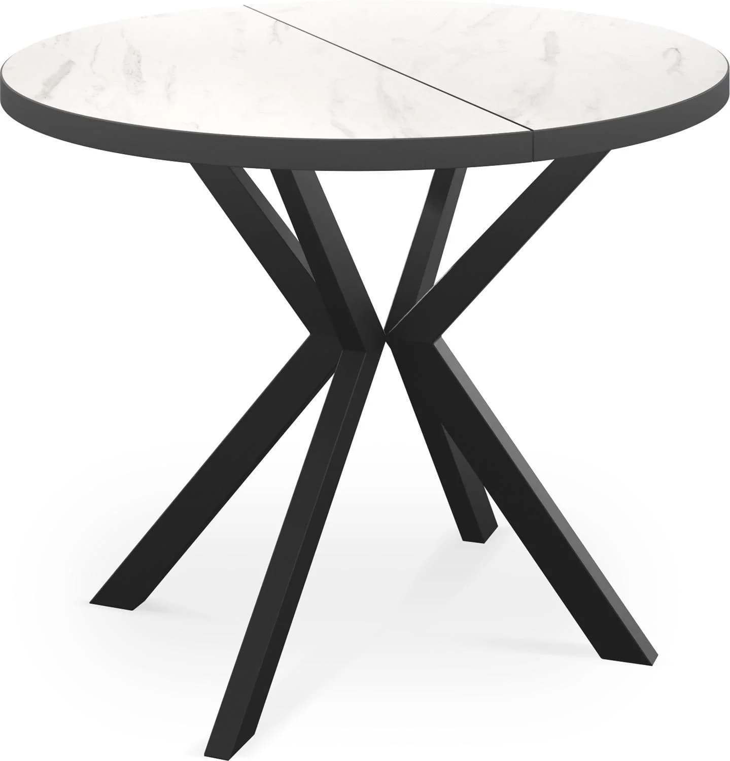 ESSTISCH Vincento runder ausziehbar Marmor Weiß 120-200 cm