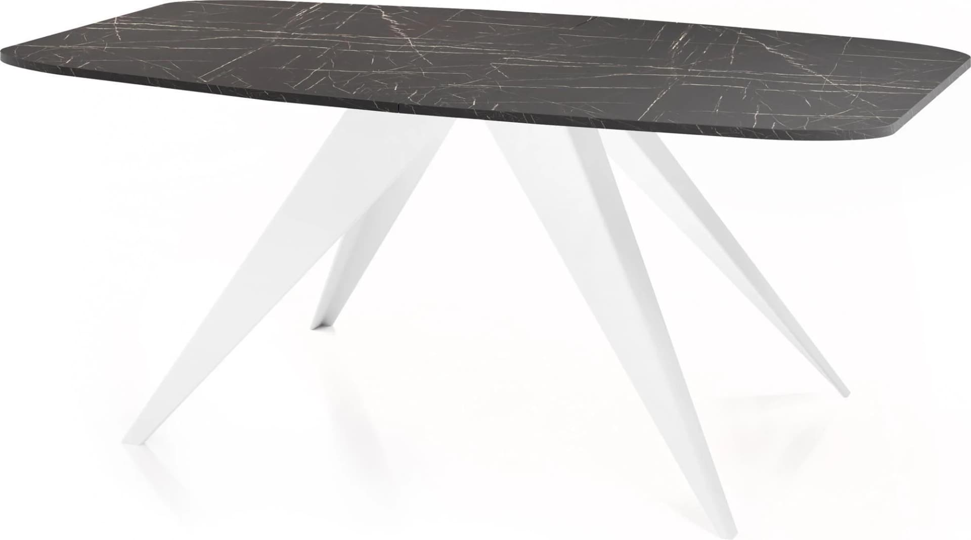 ESSTISCH Fatina ausziehbar Marmor Schwarz 160-198/90/76 cm