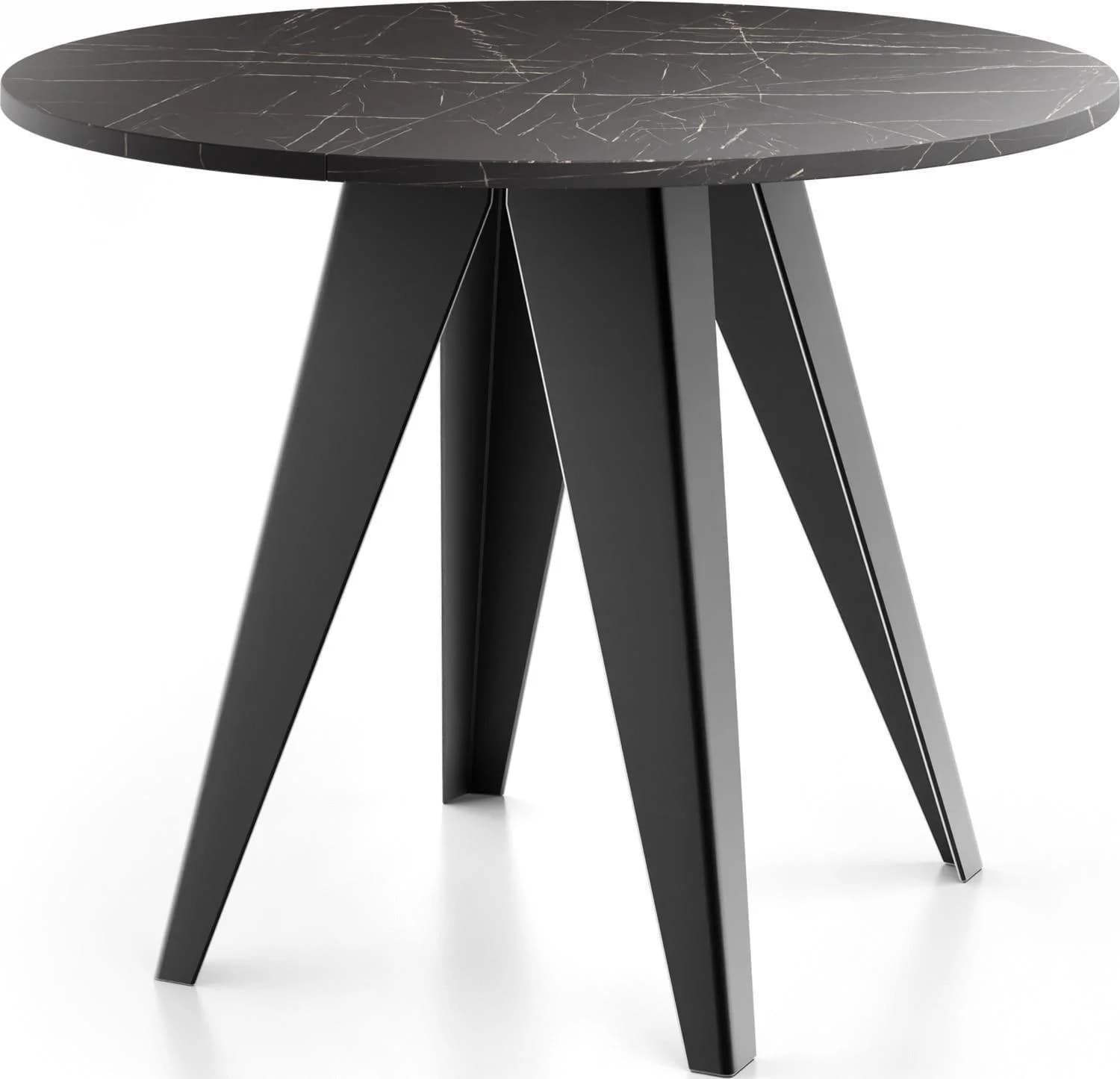 ESSTISCH Glory runder ausziehbarer Marmor Schwarz 100-140/100/76 cm