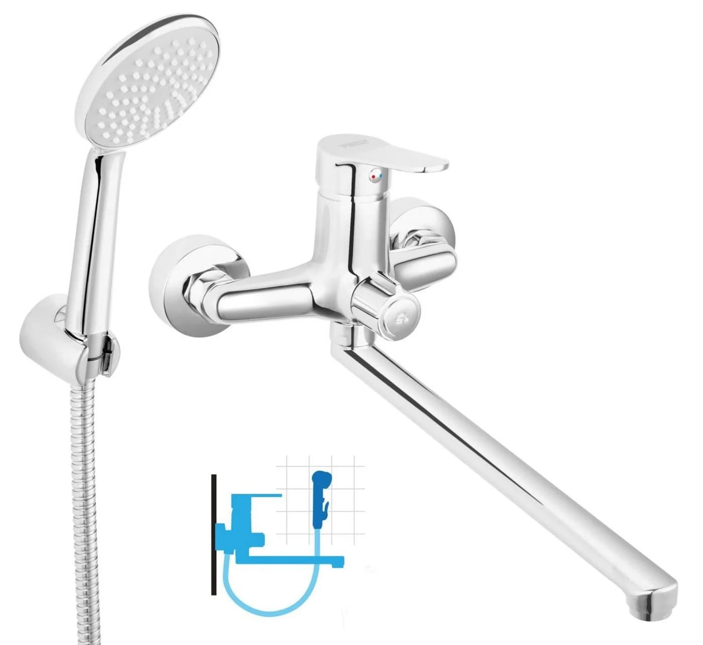 Ferro Wannenarmatur ISSO Badewannenarmatur mit Brauseanschluss, Chrom