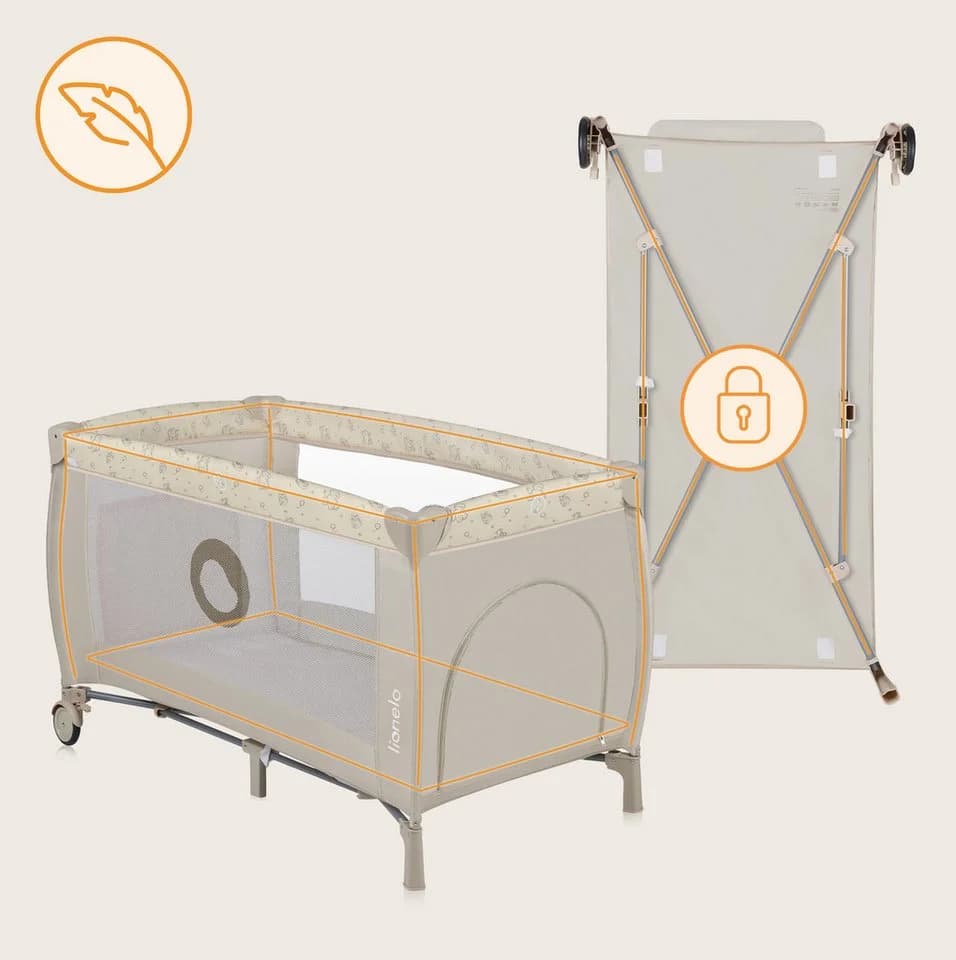 Lionelo Baby-Reisebett LO-SVEN PLUS Beige 2-in-1 mit Musik