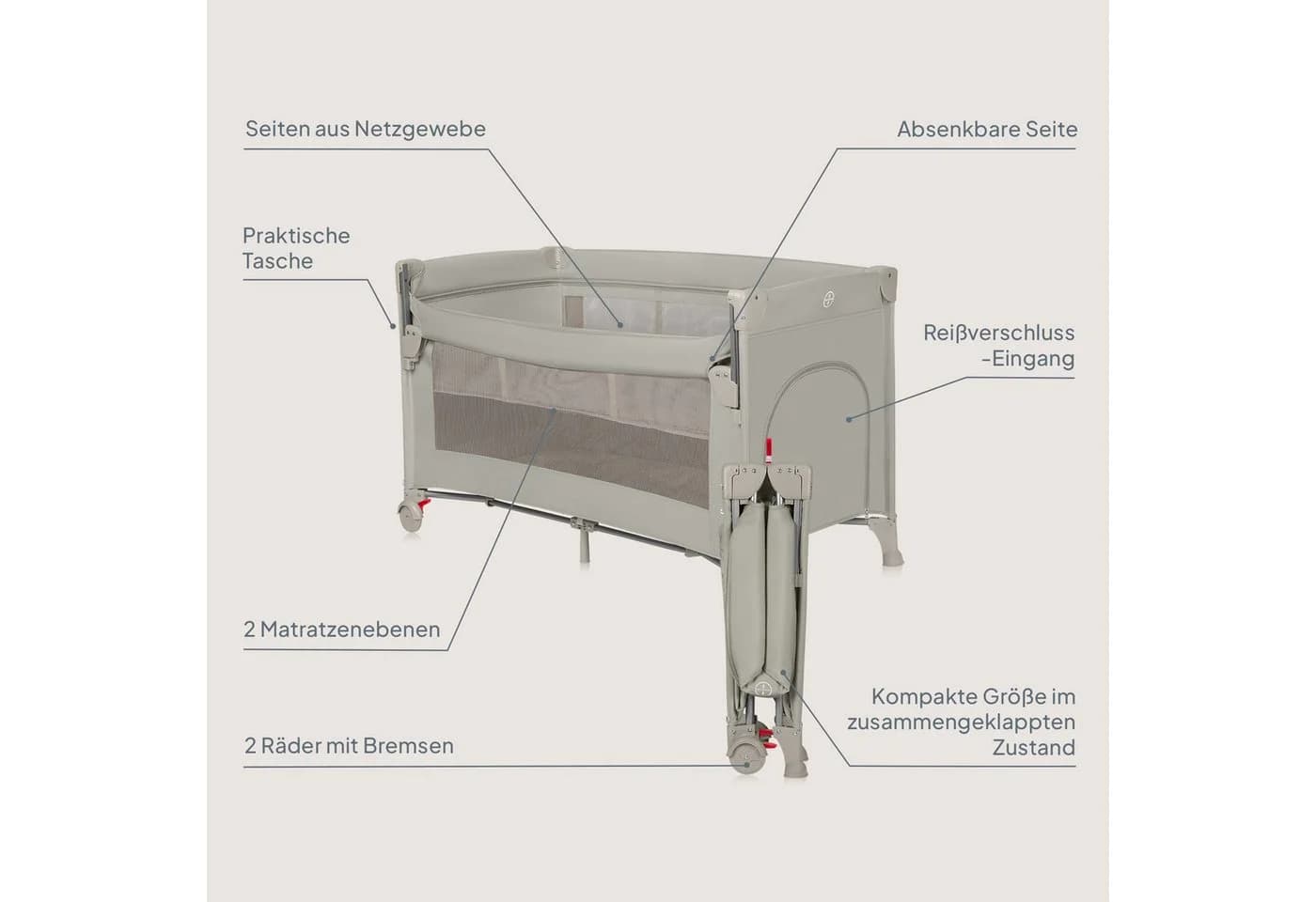 Lionelo Reisebett ELLEN 3-in-1 Beige