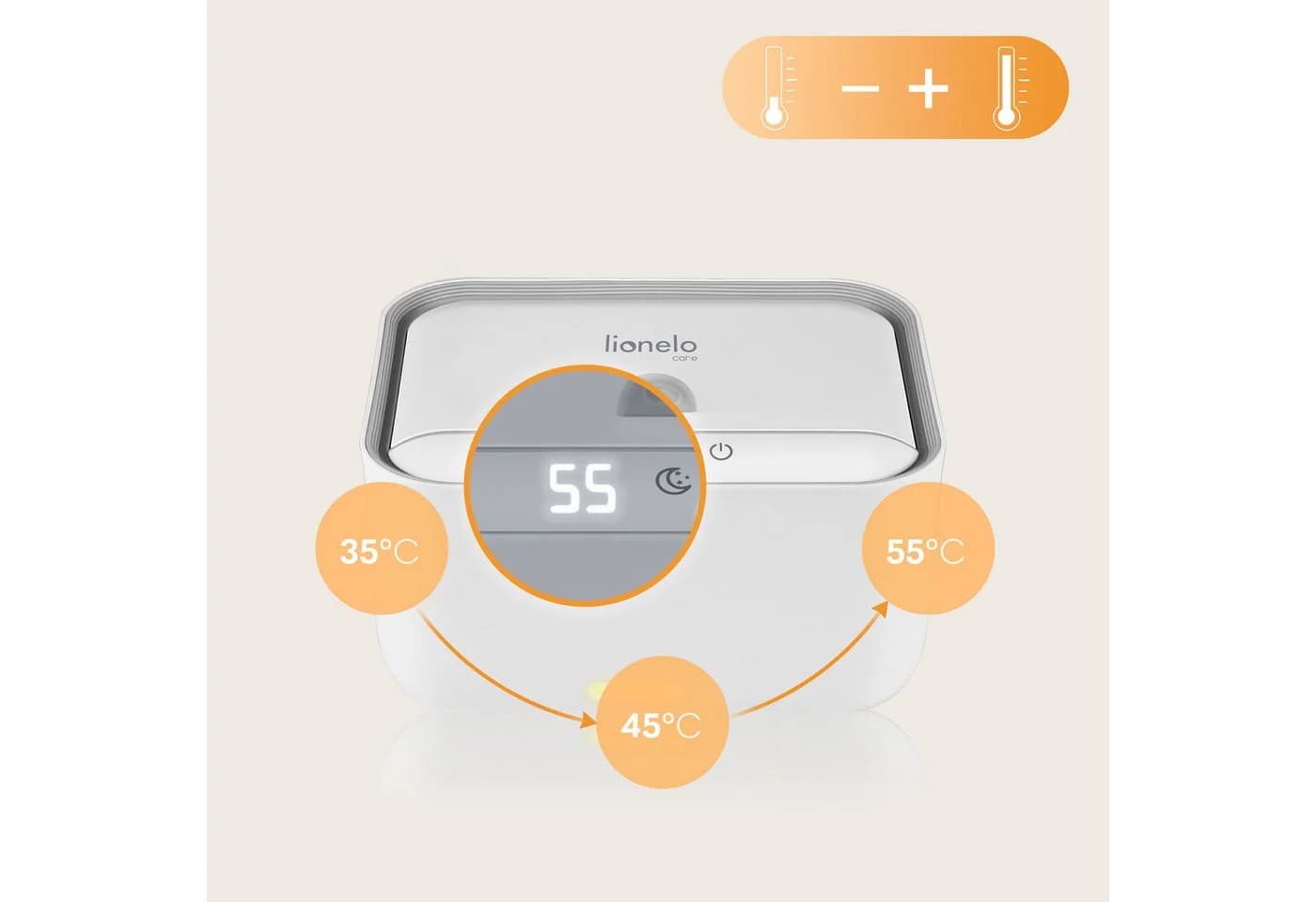 Lionelo BabyBliss Feuchttücherwärmer Weiß Touchpanel Drei Modi
