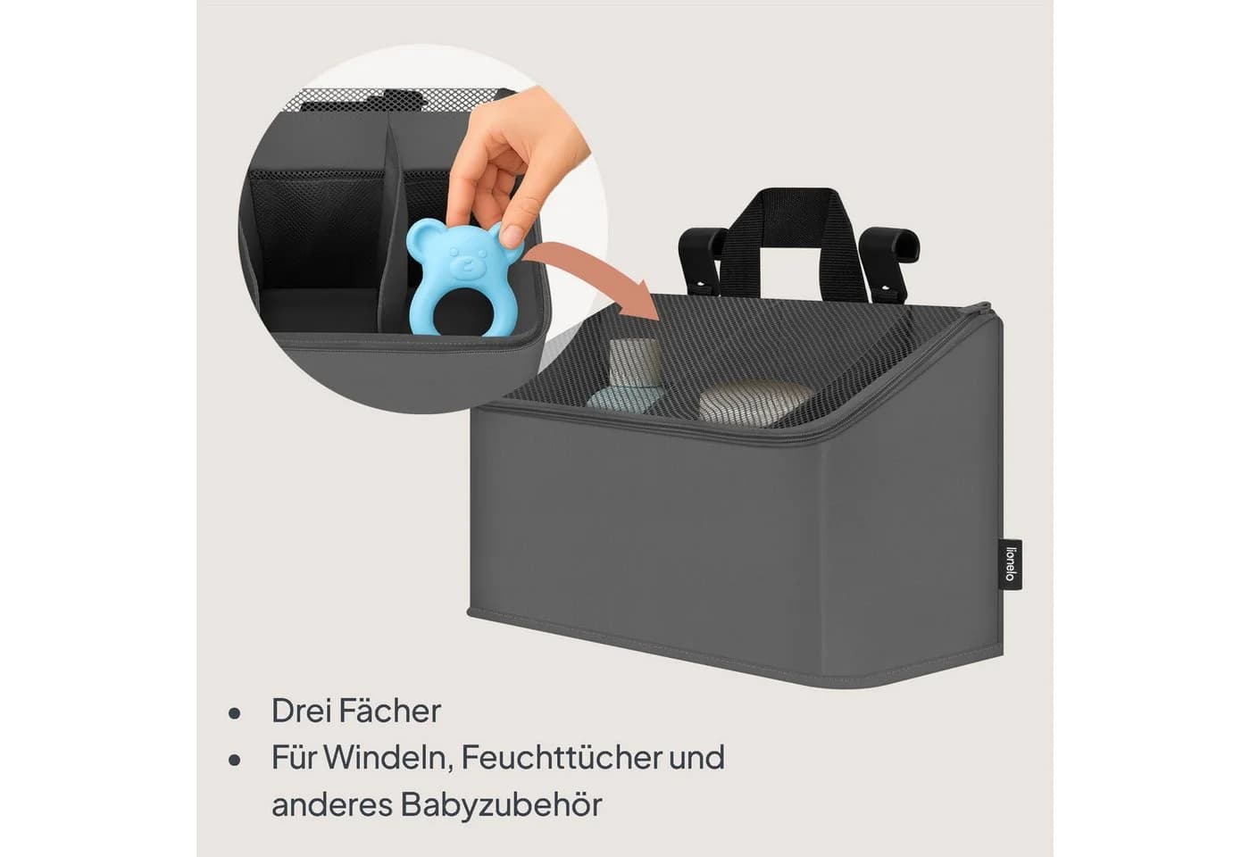Lionelo Betttasche SIDEPOCKET MEDIUM Multifunktionaler Organizer für Kinderbetten 3 Fächer