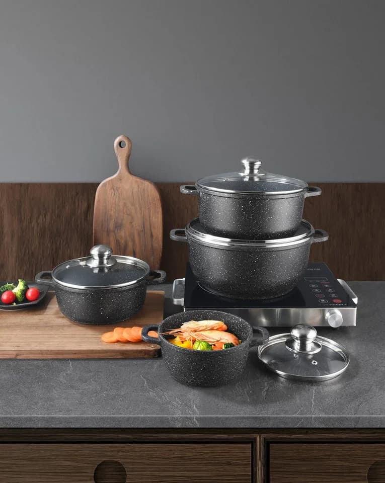Zilner Topf-Set 17-tlg. Schwarz Keramikbeschichtung Aluminiumguss