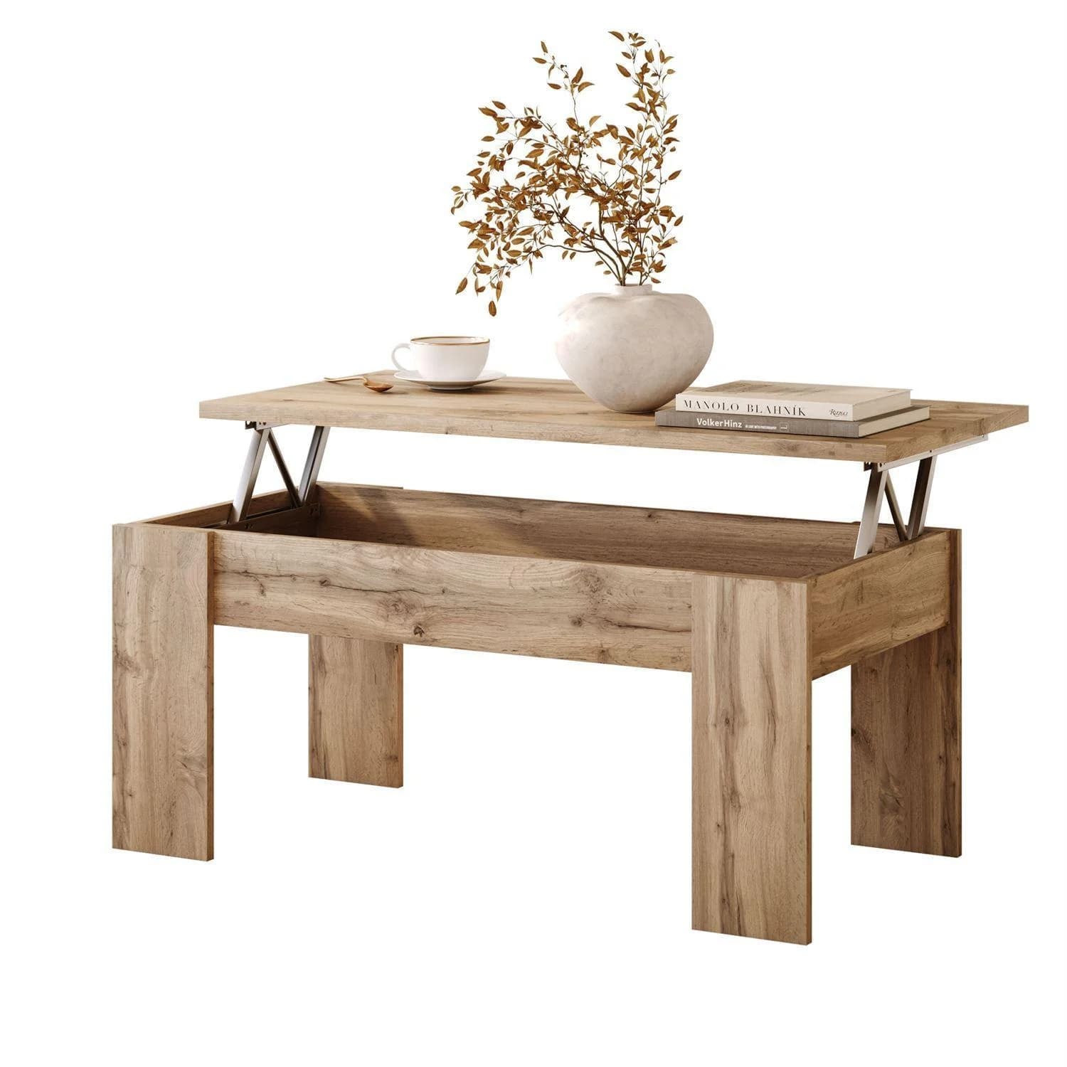 Lookway APERTO Ausziehbarer Couchtisch Weiß Beton-Optik