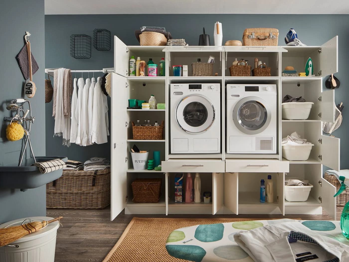 Laundreezy Mehrzweckschrank-Set Weiß Soft-Close