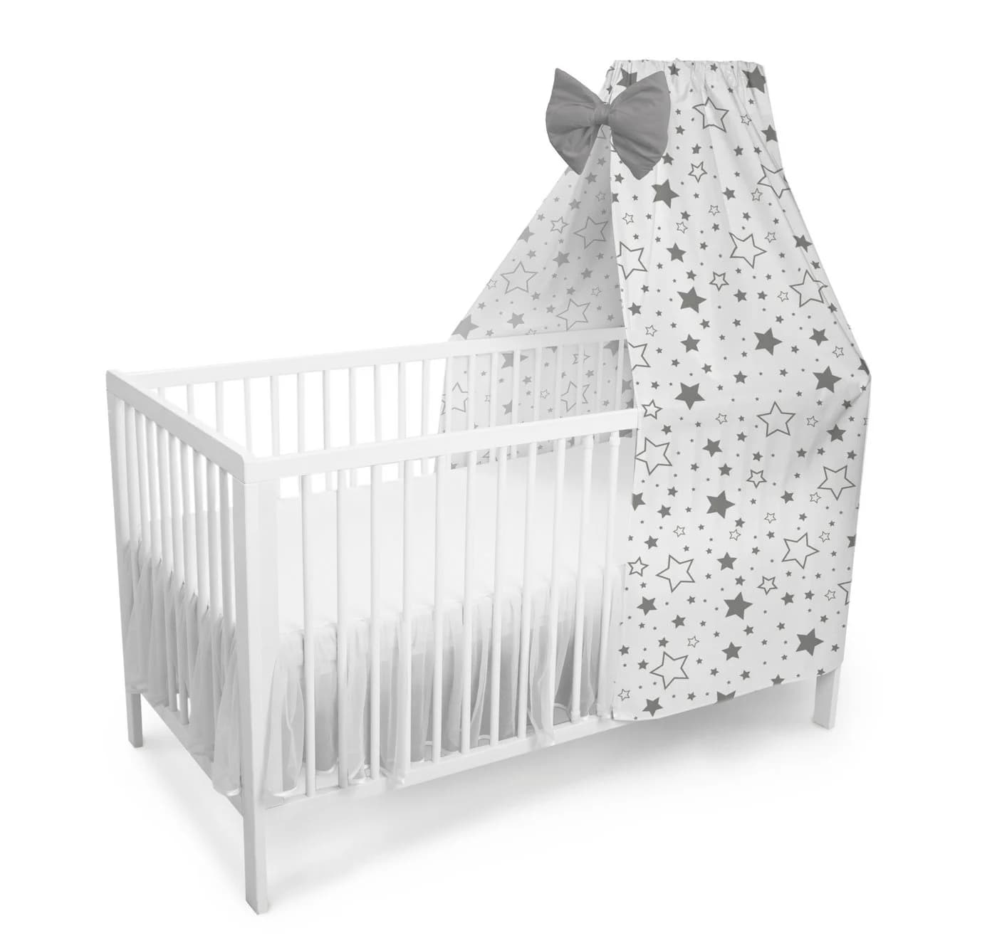 Amilian Betthimmel Grau 100% Baumwolle für Babybett & Wiege