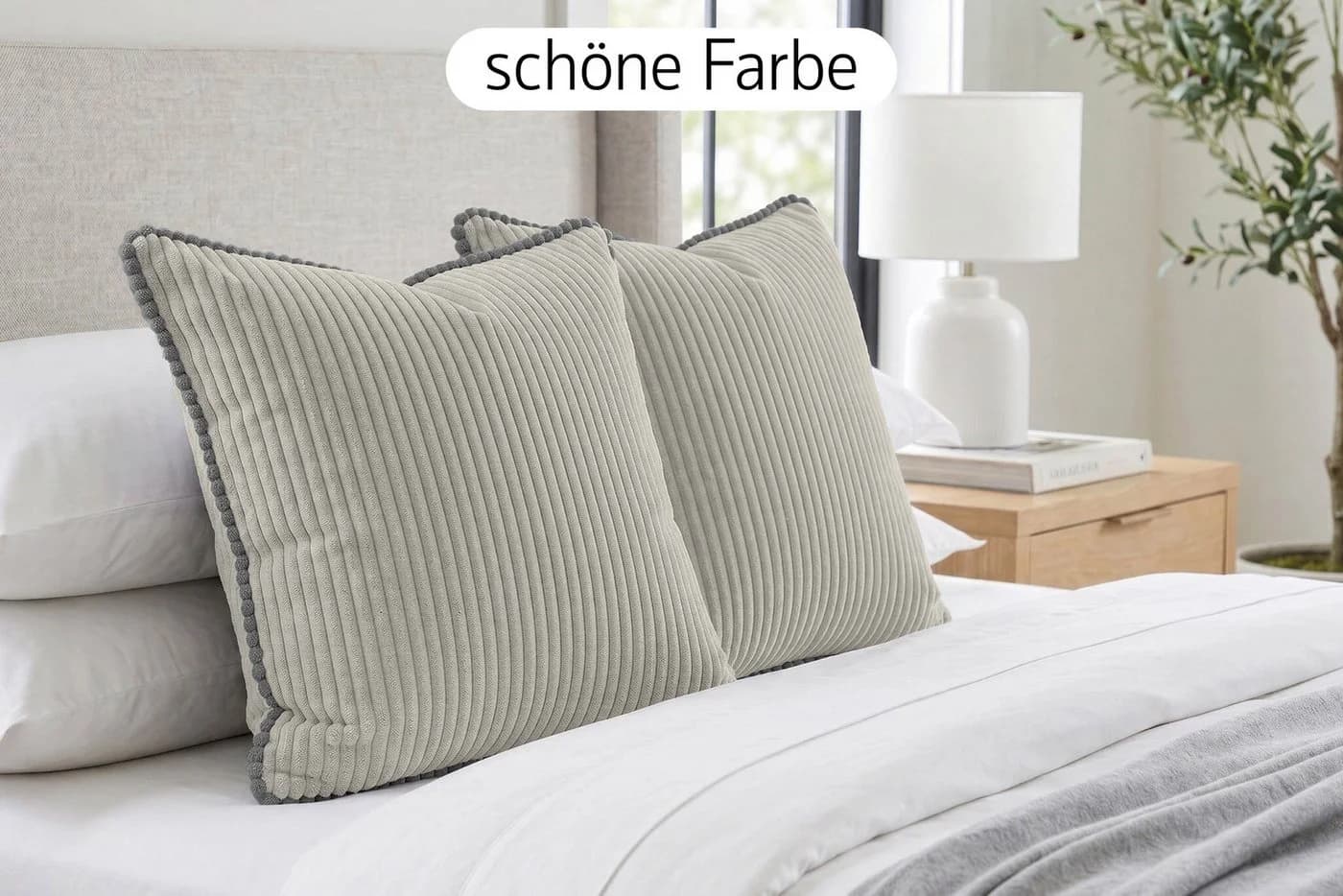 Amilian Dekokissen 2er-Set Beige Formstabil mit Füllung