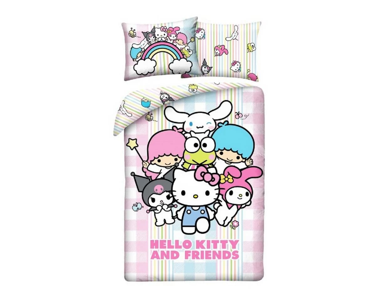 Hello Kitty Bettwäsche 140x200 cm mit Kissenbezug 70x90 cm Mikrofaser