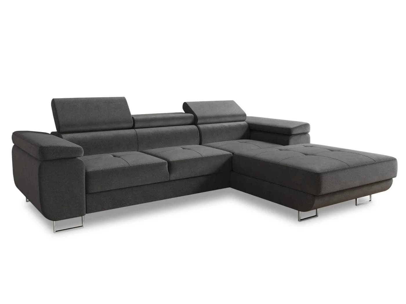 Sofnet Ecksofa Divo mit Schlaffunktion und Bettkasten - Grau Velours