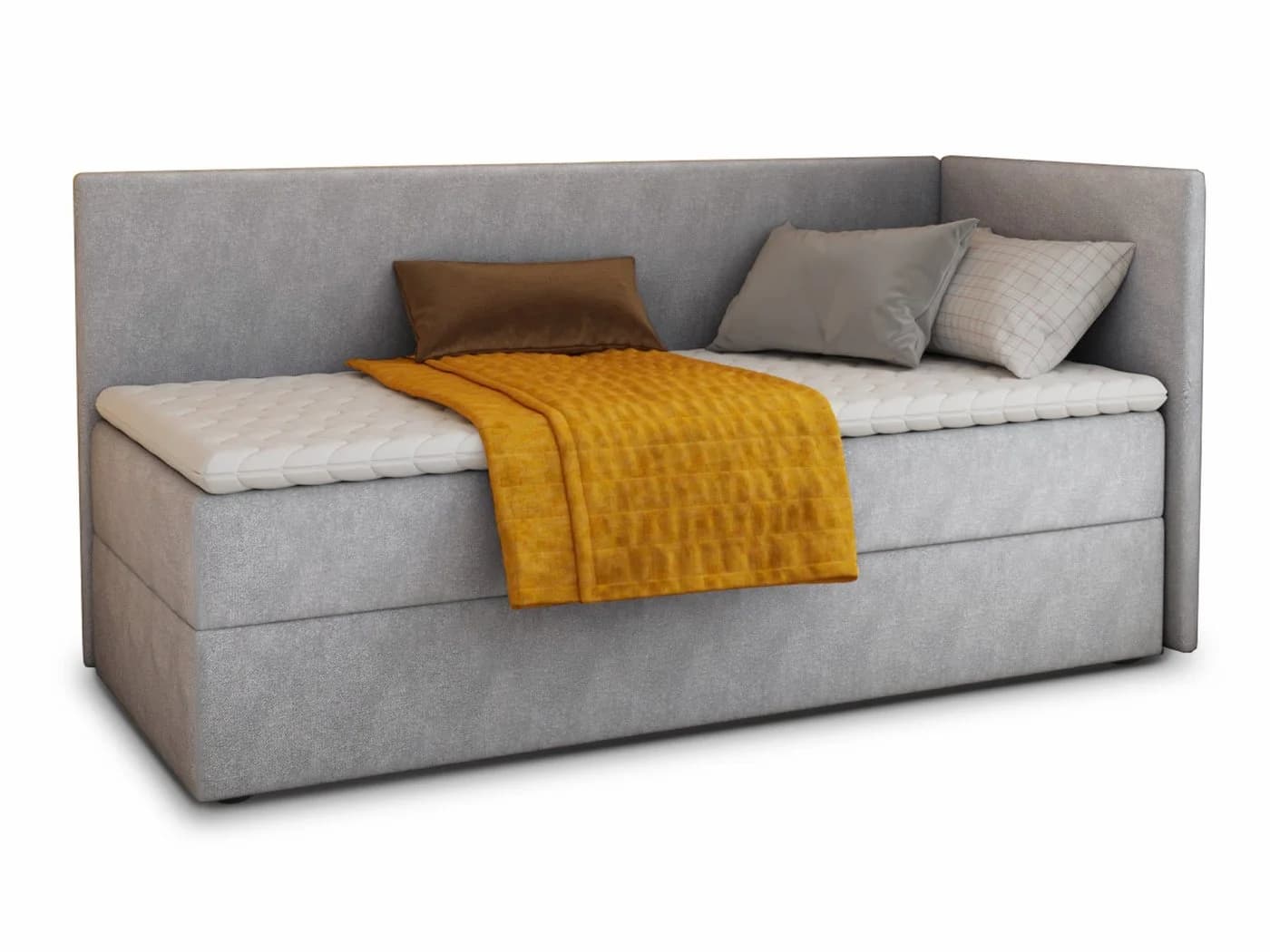 Sofnet Boxbett Flame Grau mit Bettkasten und Bonell-Matratze
