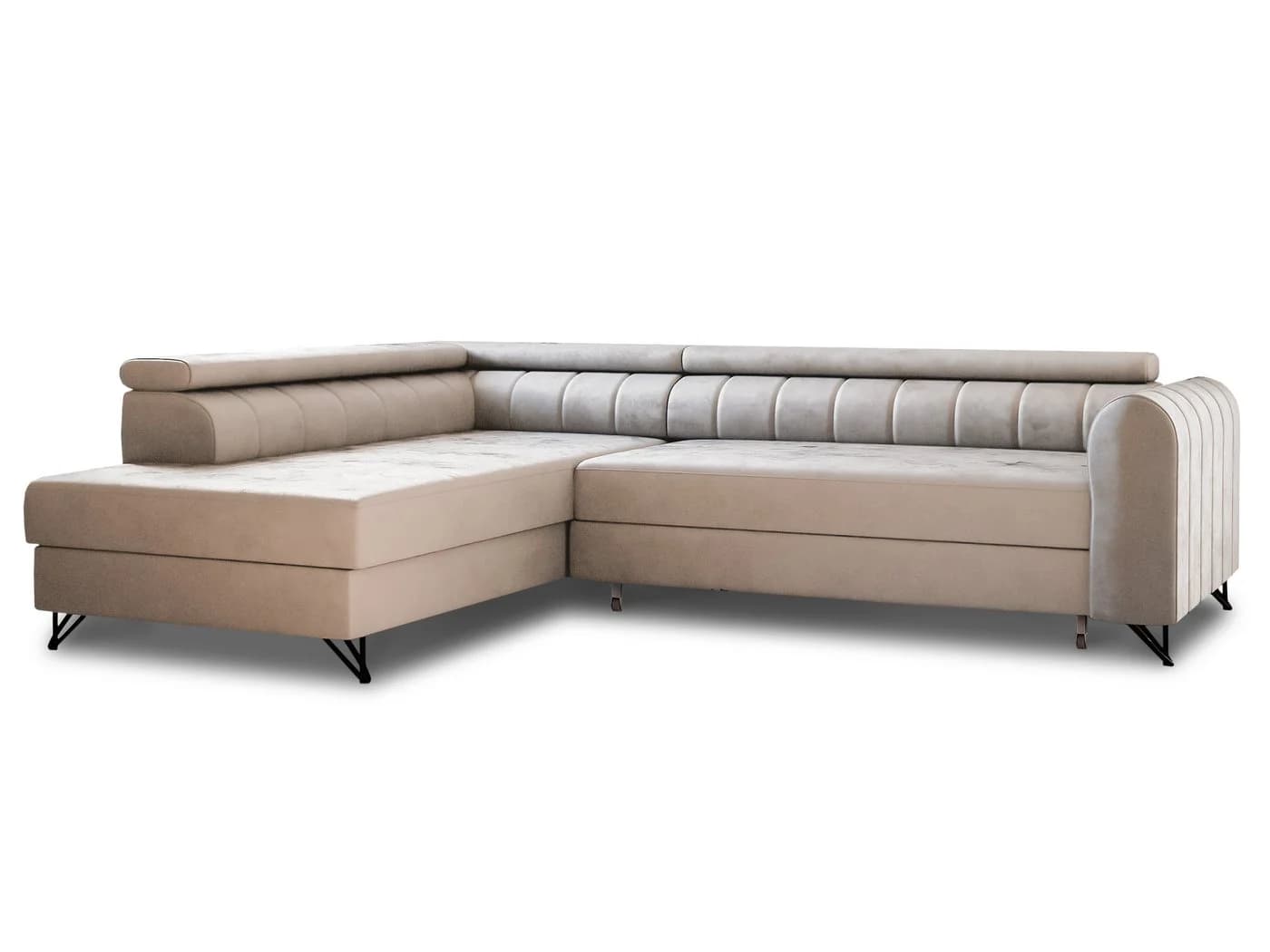 Sofnet Ecksofa Alice L-Form mit Schlaffunktion und Bettkasten Beige