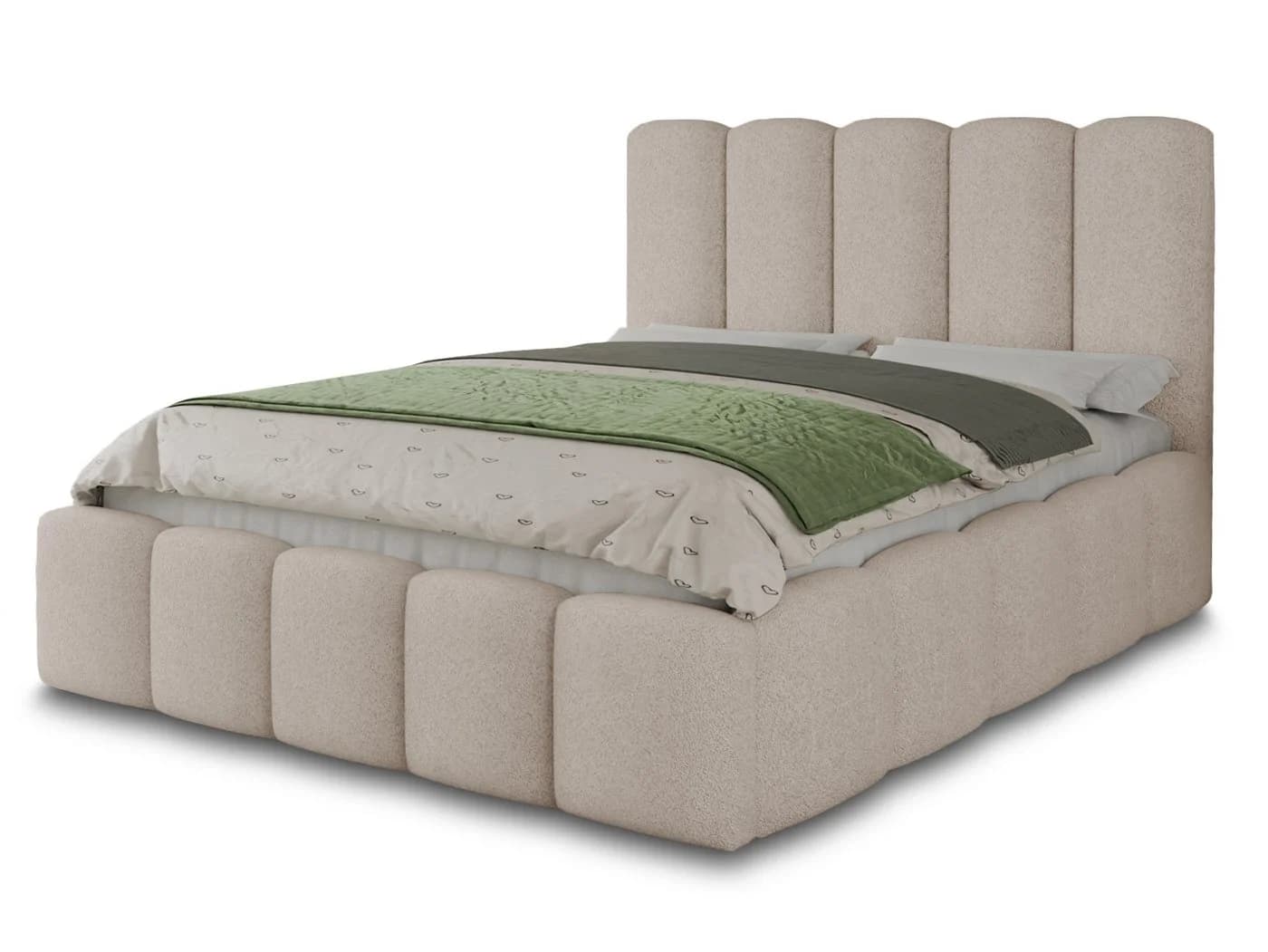 Sofnet Polsterbett Aura mit Bettkasten und Gasdruckfeder in Bouclé Coral