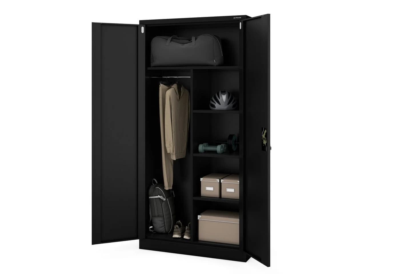 Jan Nowak Mehrzweckschrank Metall DAWID 90 cm Schwarz Abschließbar
