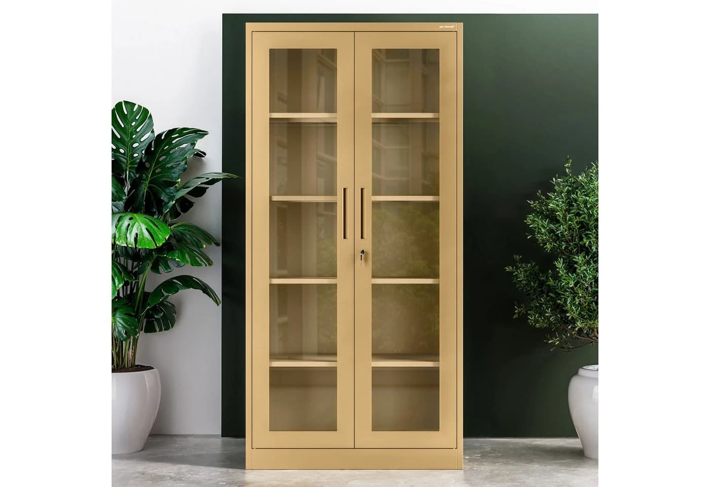 Jan Nowak Vitrinenschrank Metall abschließbar 90 cm mit Glasscheiben