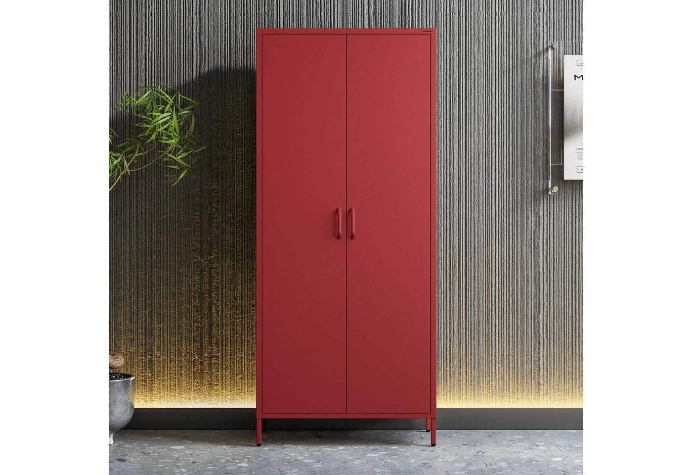 Jan Nowak Kleiderschrank FLAVIO Metall Stahl Rot Sparkling Brilliance
