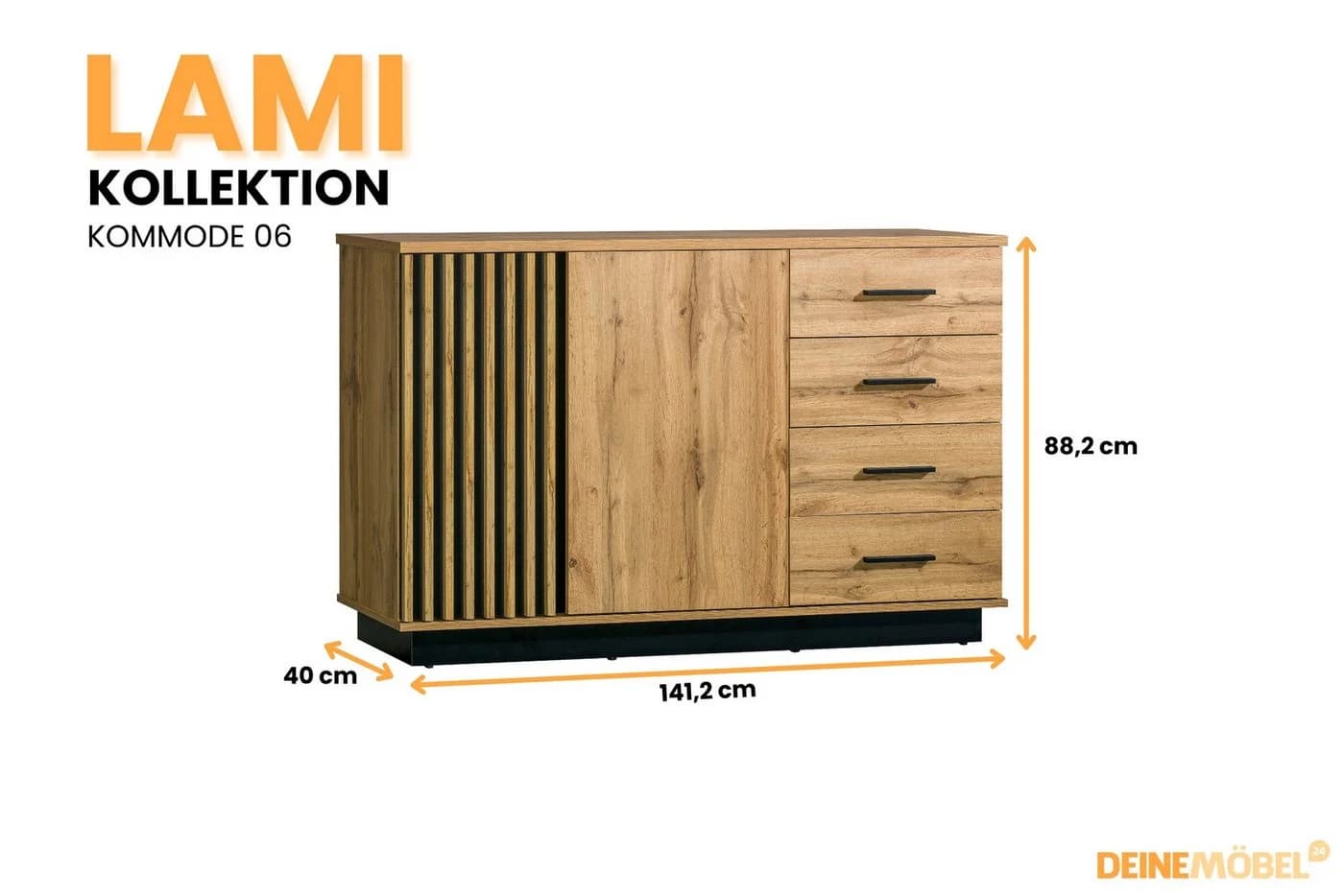 Deine Möbel 24 Kommode LAMI 6 Sideboard - Modern & Praktisch