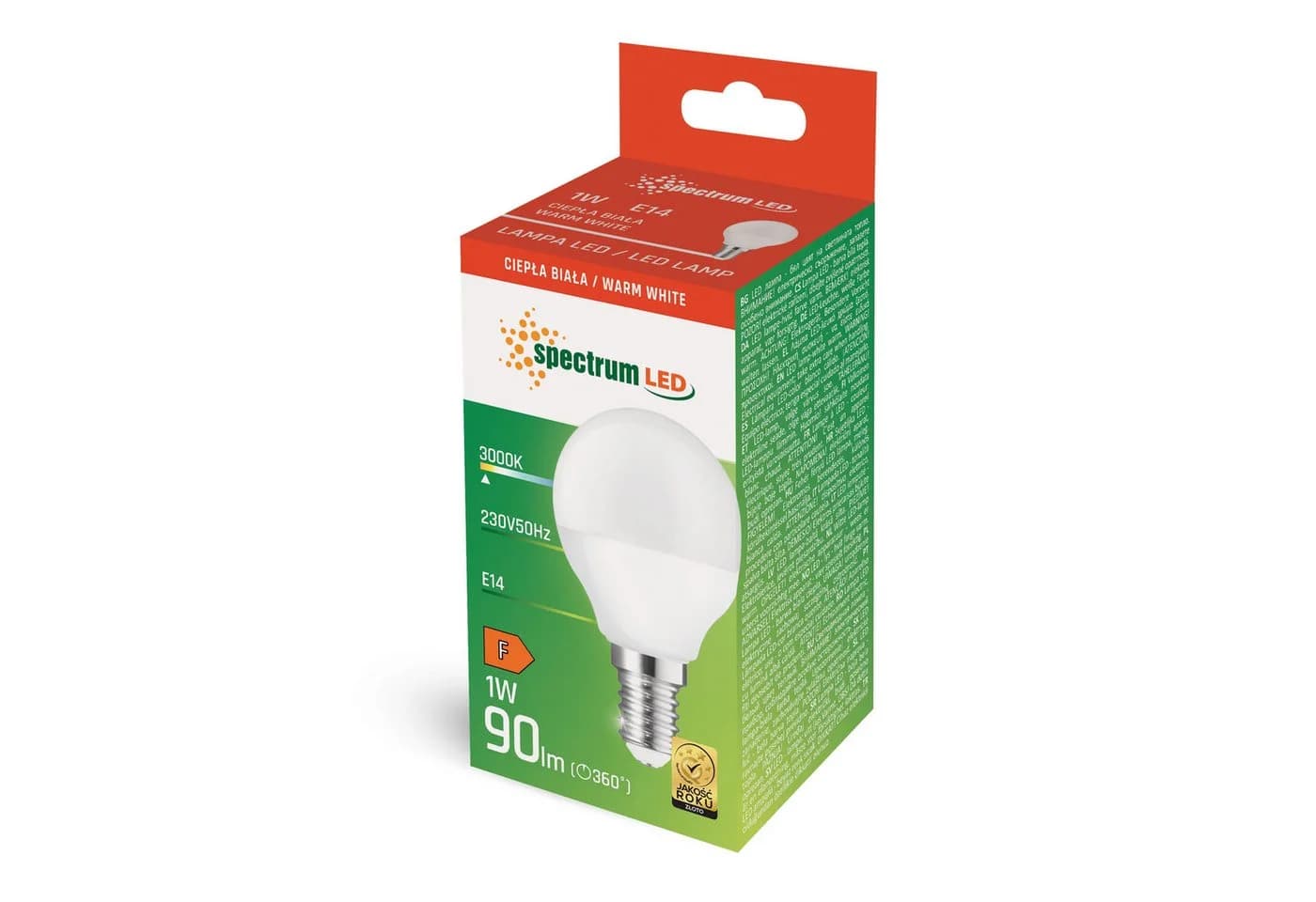 Spectrum LED-Leuchtmittel E14 1W Warmweiß 90lm Tropfenform