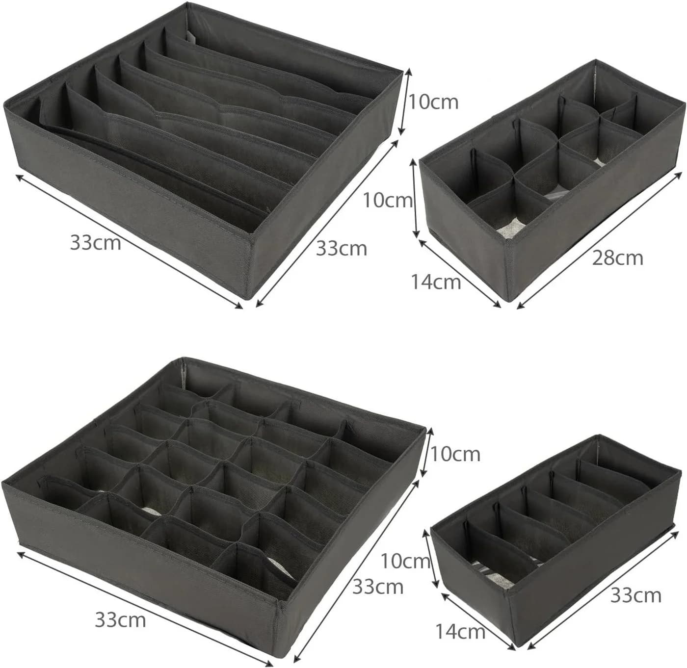 Ruhhy Aufbewahrungsbox Unterwäsche-Organizer-Set 4 Stück