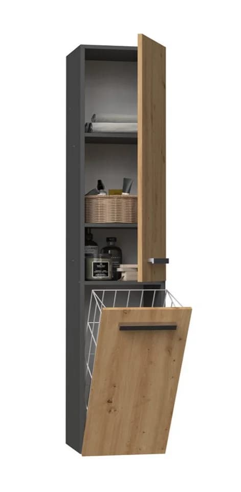 MAGOWA Badezimmerschrank NEL IV Anthrazit mit Eiche Modern