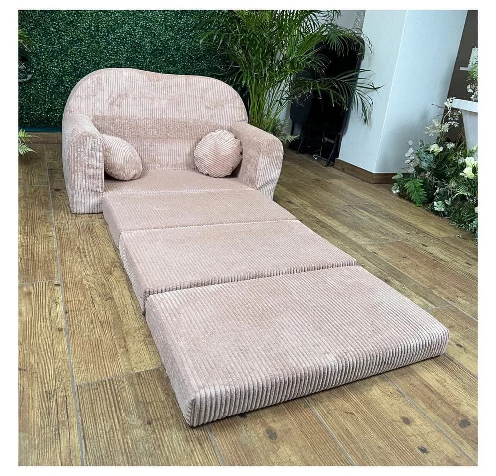 FORTISLINE Kindersofa Rosalia Ausklappbar Cord Rosa
