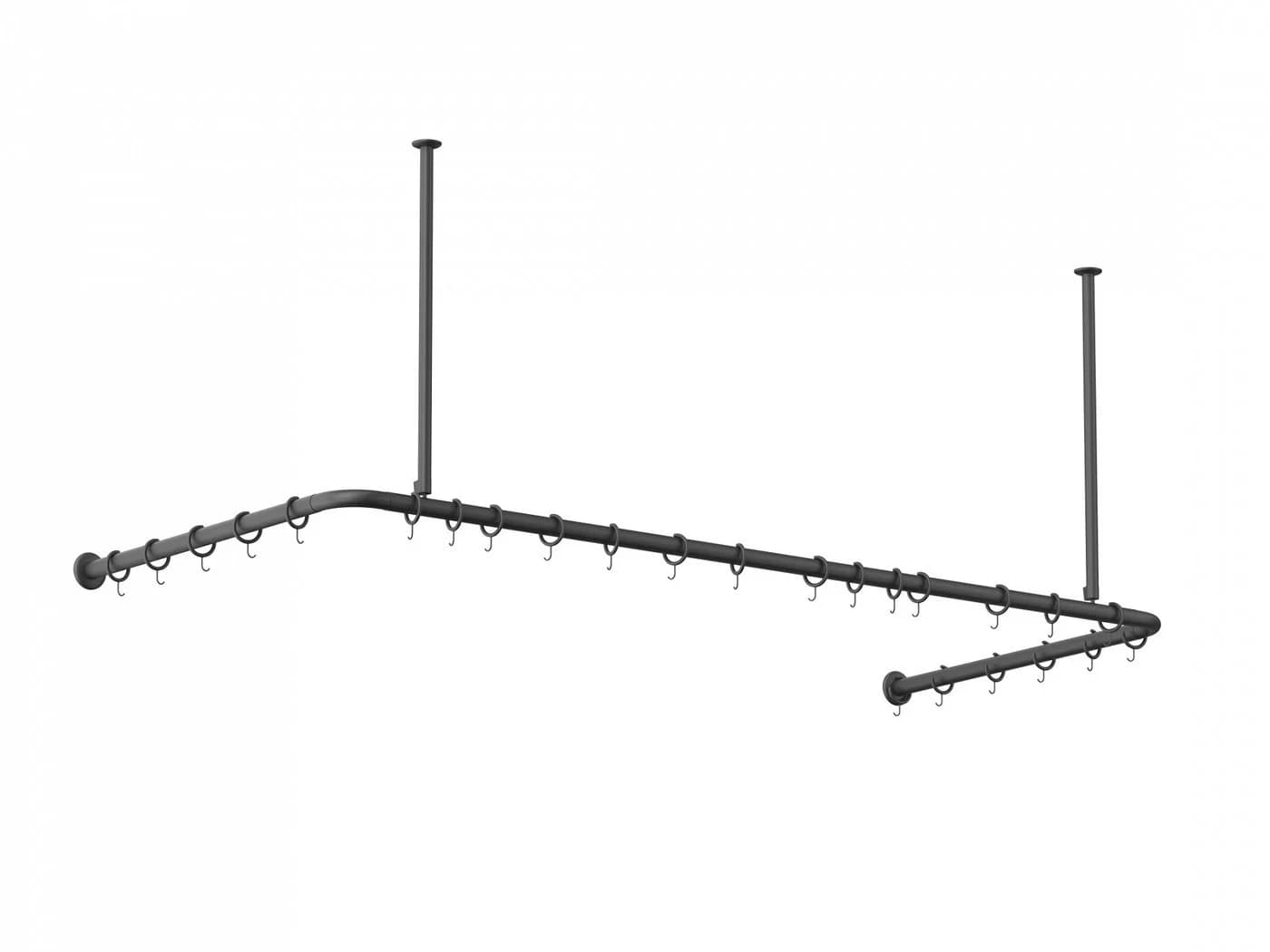 KS Handel 24 Duschvorhang Winkelstange Schwarz Aluminium