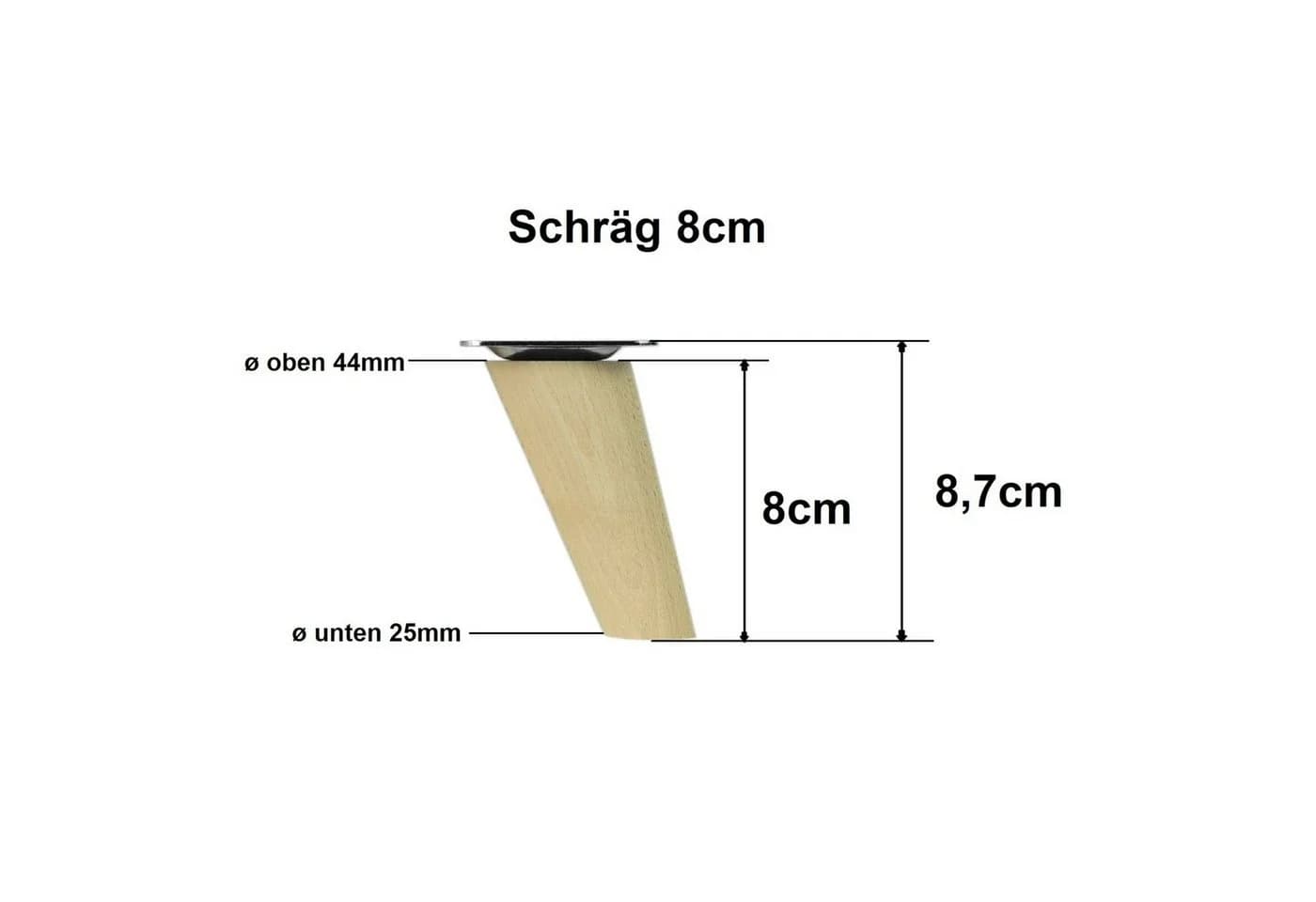 Prima-Online Möbelfuß Buche Massivholz Schräg Kegel