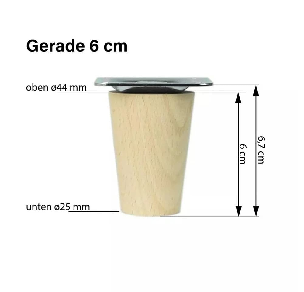Prima-Online Möbelfuß 4er Set Buche 6-68cm