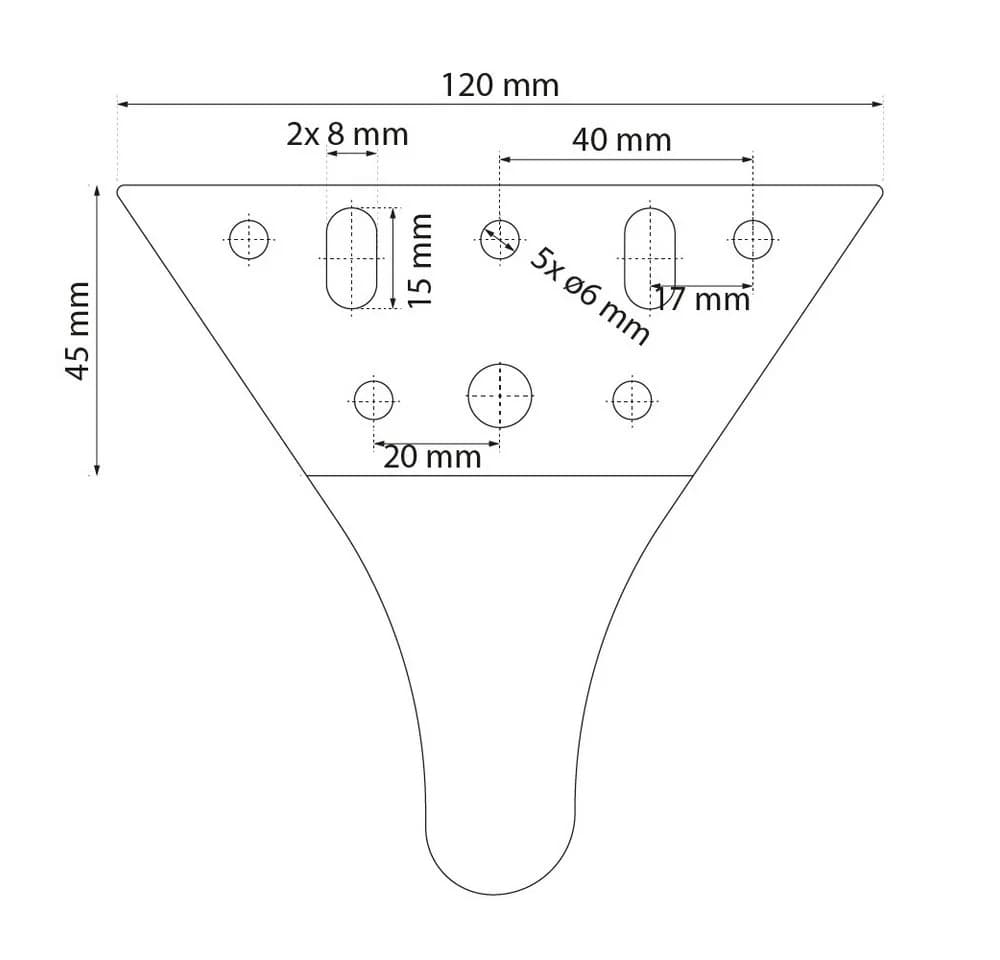 Prima-Online Möbelfuß 180 mm Metall Dunkel-Nickel 4er Set