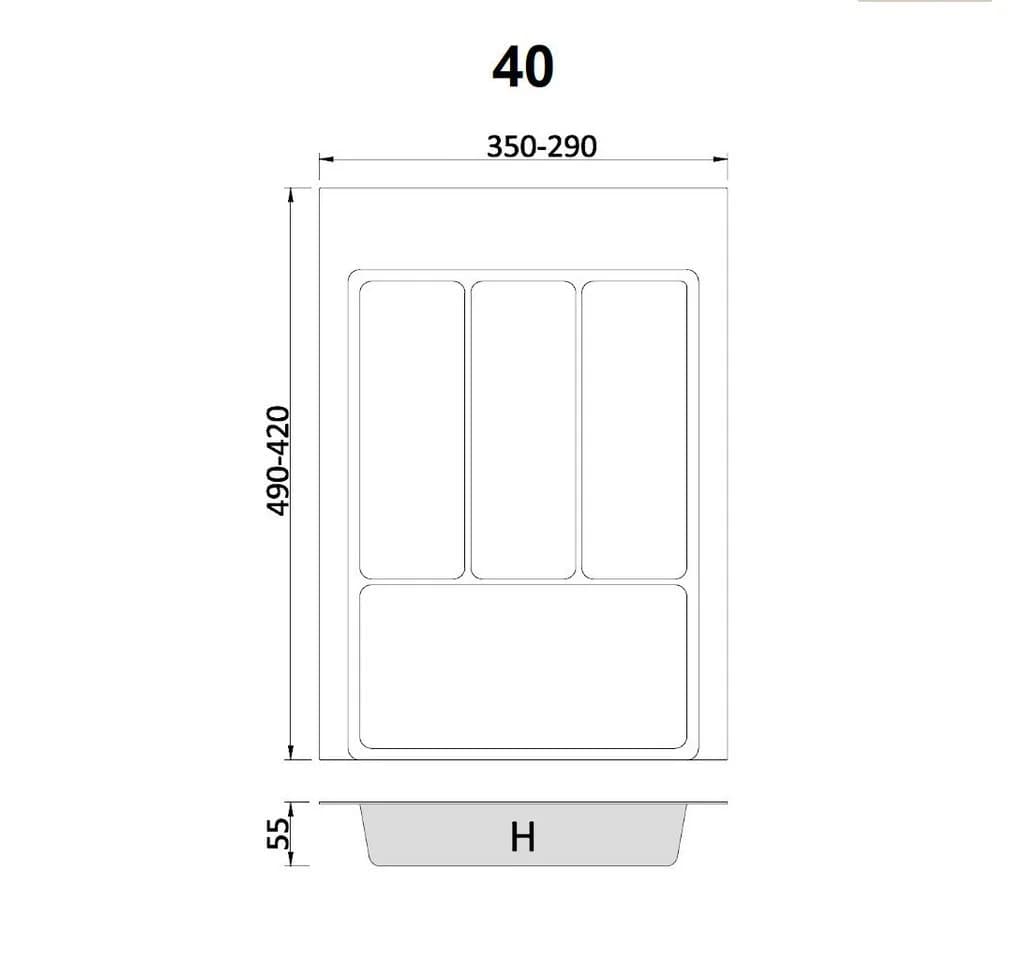 Prima-Online Besteckkasten 40cm zuschneidbar Weiß