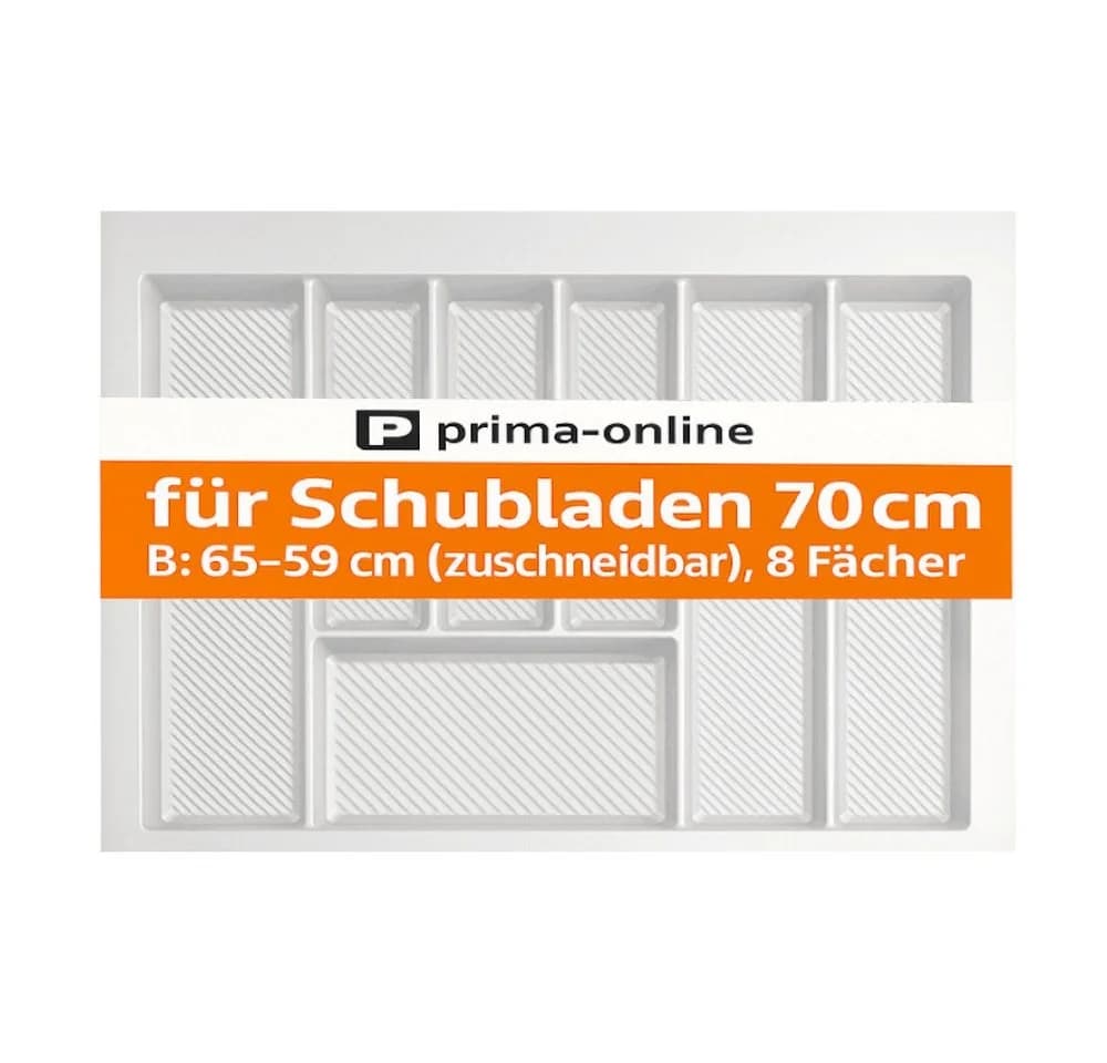 Prima-Online Besteckkasten 70 cm Weiß Graphit Schubladeneinsatz 8 Fächer
