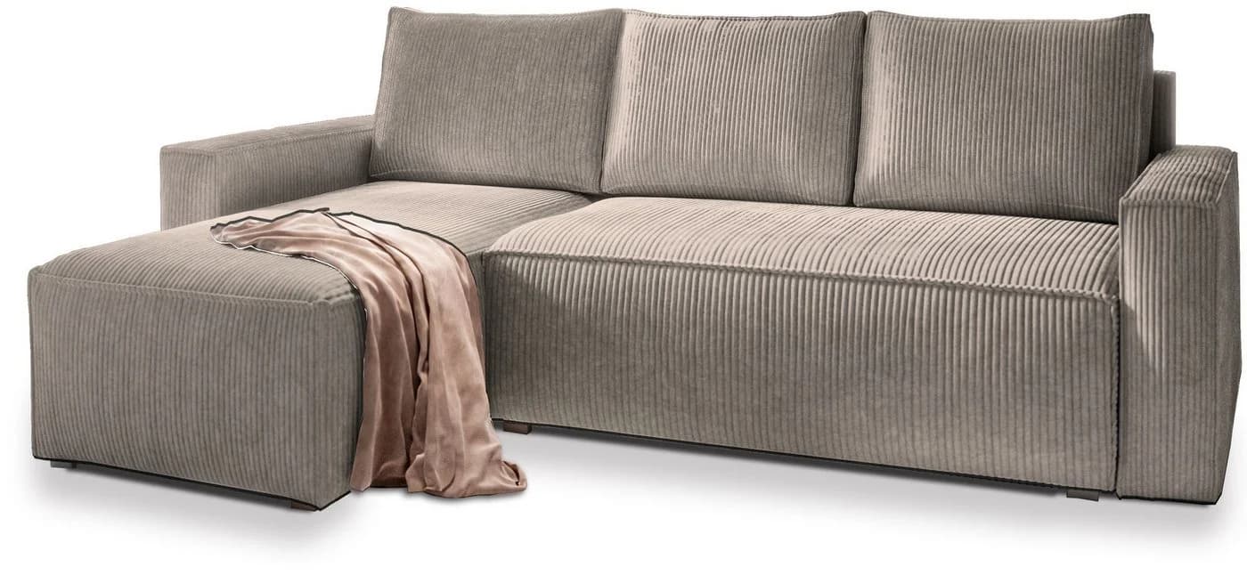 Masseno Ecksofa POTARO L-Form mit Schlaffunktion und Bettkasten Beige