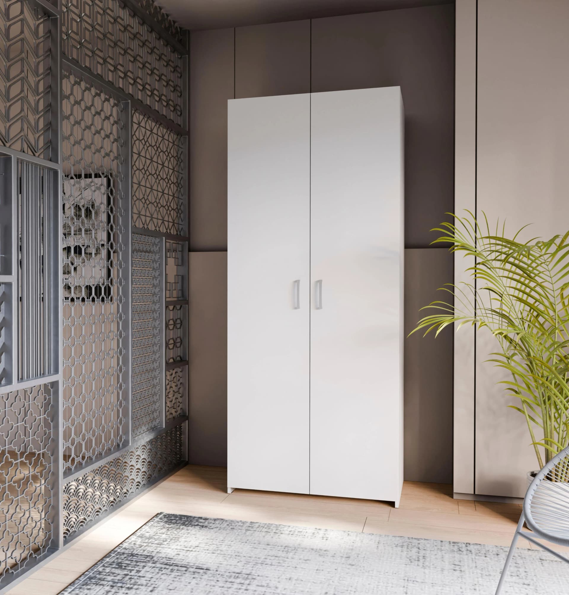 Kleiderschrank FORTE Econobox Weiß mit 2 Drehtüren