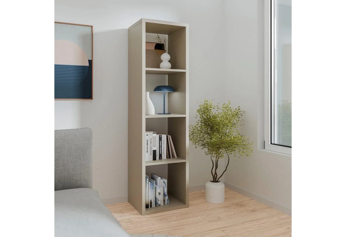 FORTE Standregal Mauro Taupe 4 Fächer FSC®-zertifiziert