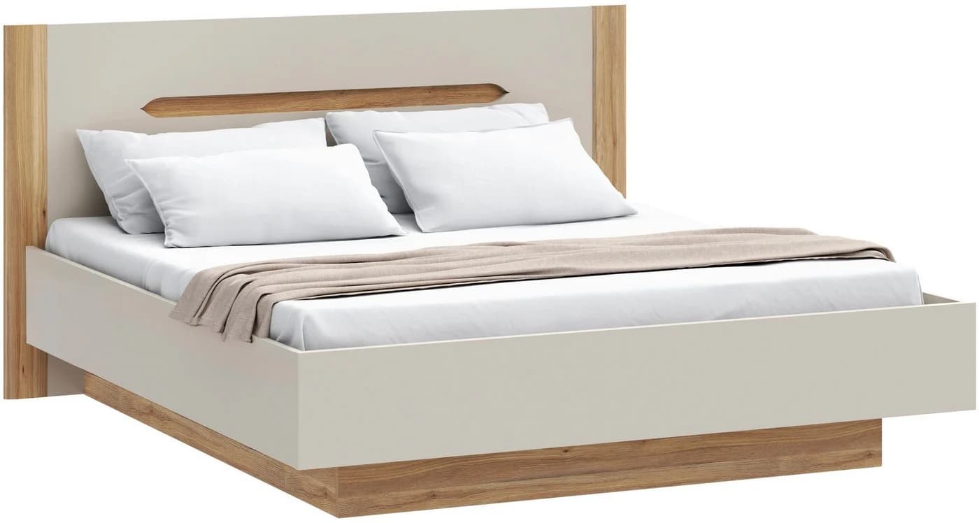 Stauraumbett FORTE Beige Braun mit aufklappbarem Lattenrost