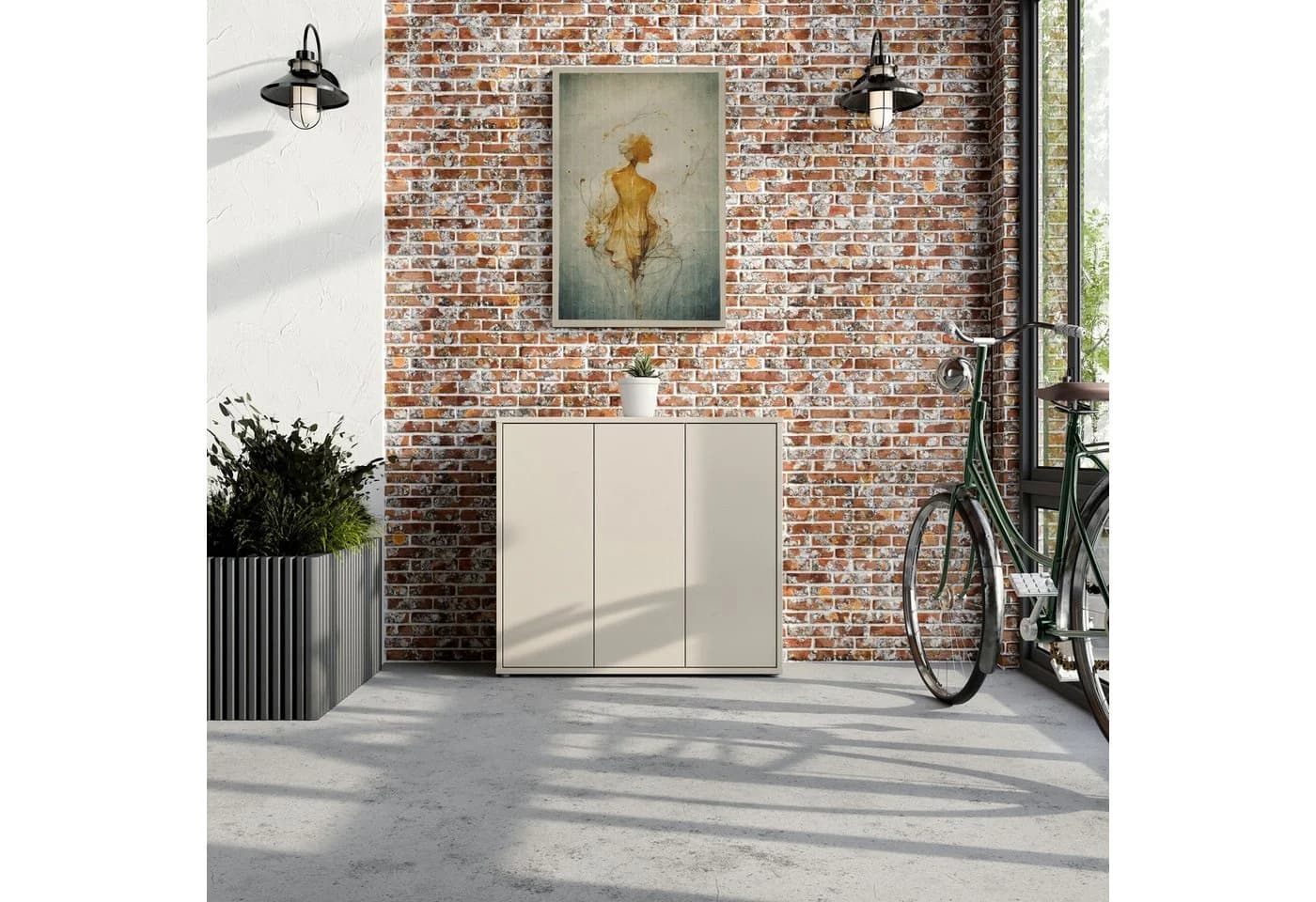 FORTE Schuhschrank Alice Springs Sand 3 Türen Push-to-open