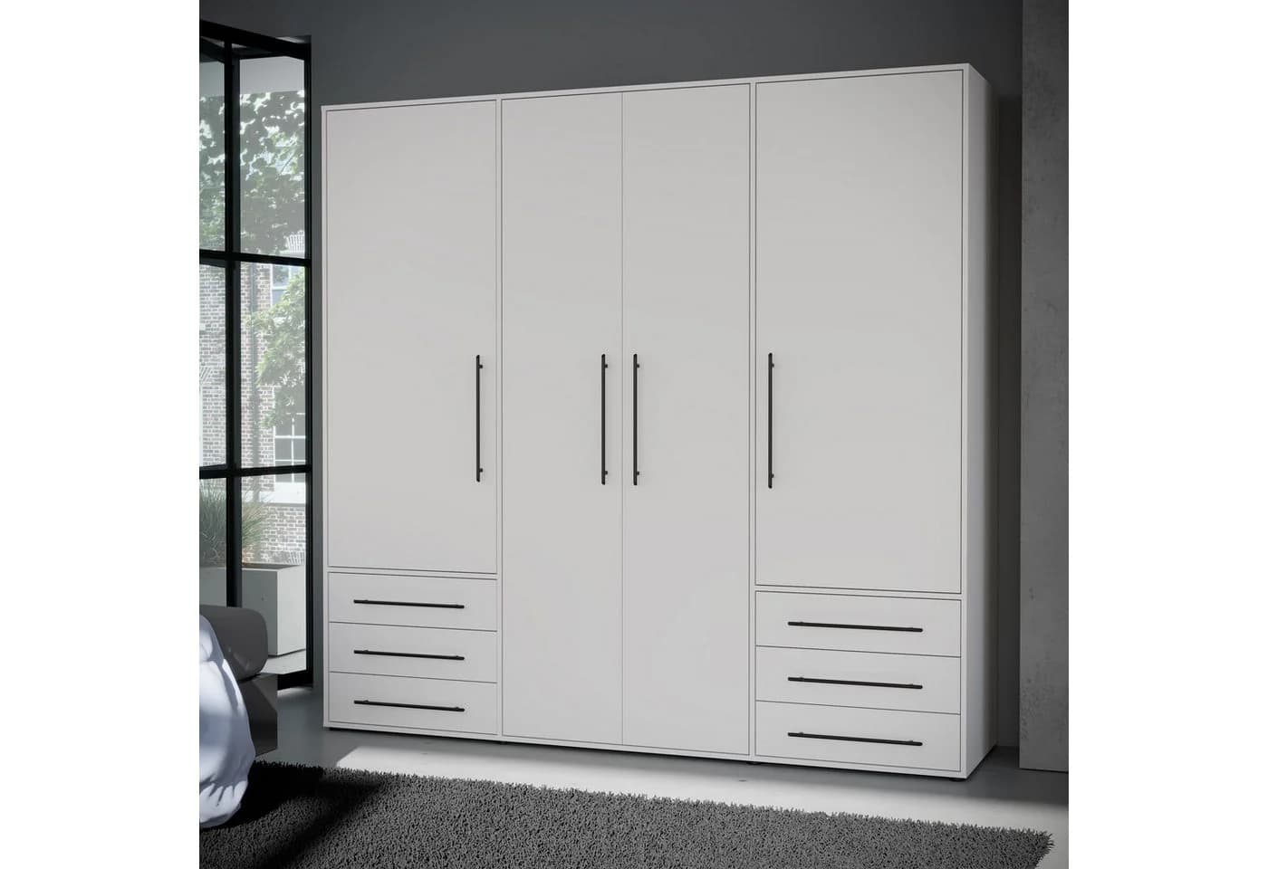FORTE Kleiderschrank 4-türig Weiß Holzwerkstoff Modern Urban